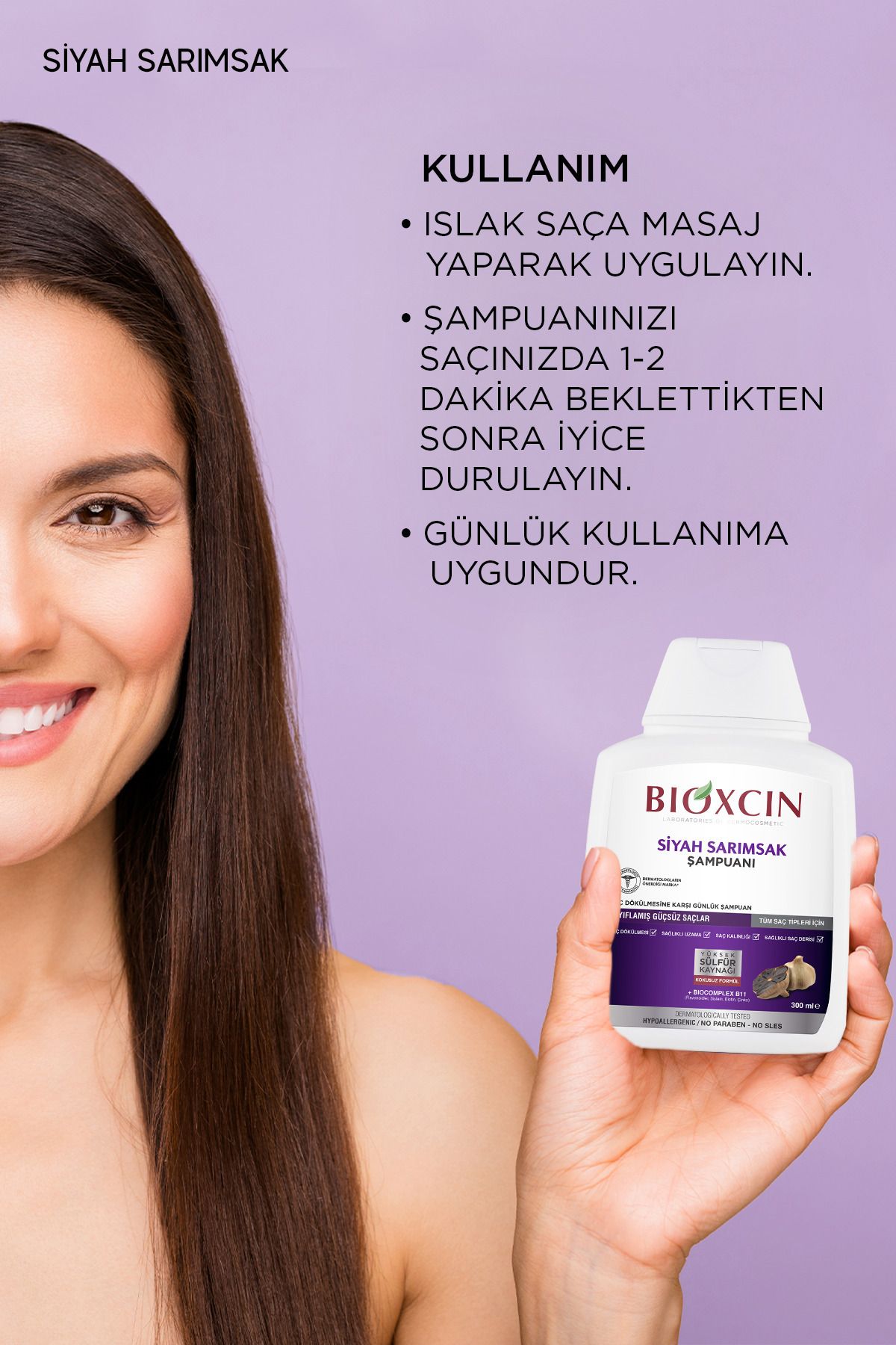 Bioxcin-Šampon s černým česnekem 300 ml- 3