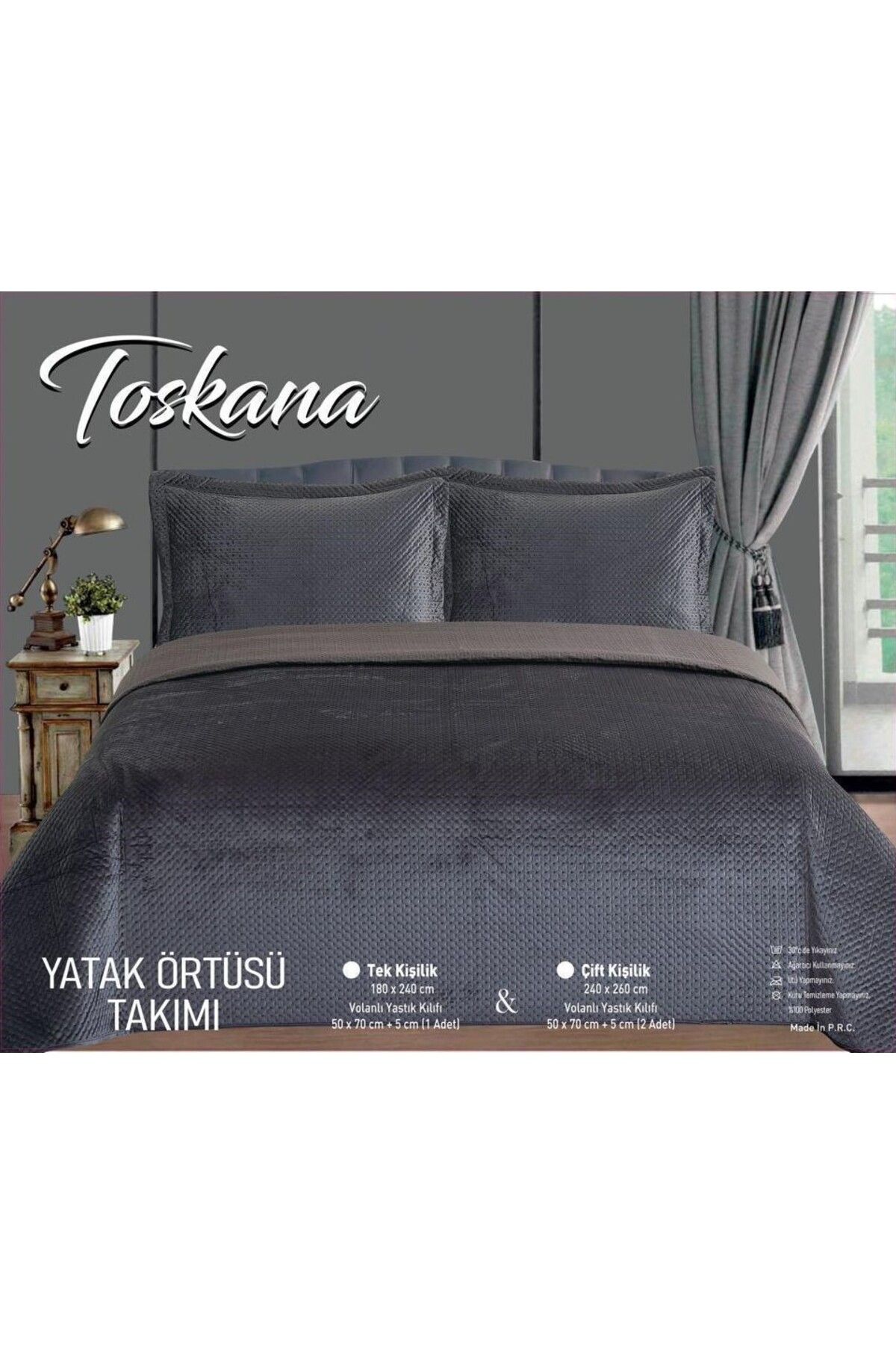 Özlü Home Toskana - Çift Kişilik 240X260  Lüks Kadife Yatak Örtüsü