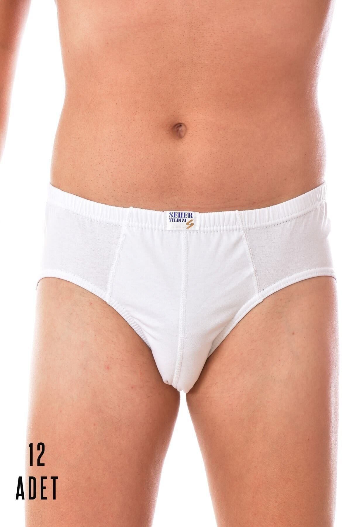 KEYAL Seher Erkek Beyaz 12 Adet Seher Penye Slip 0005