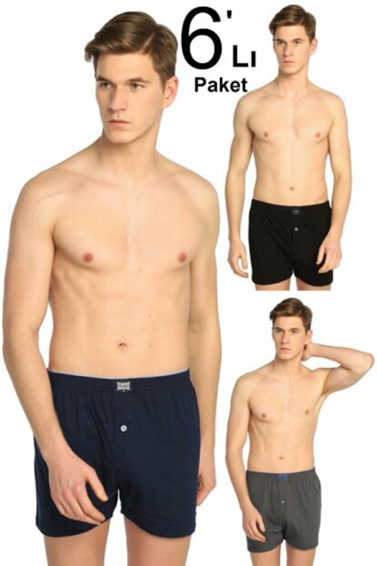 KEYAL Tutku Erkek Karışık Renk 6'lı Paket Penye Düğmeli Boxer Arm9002