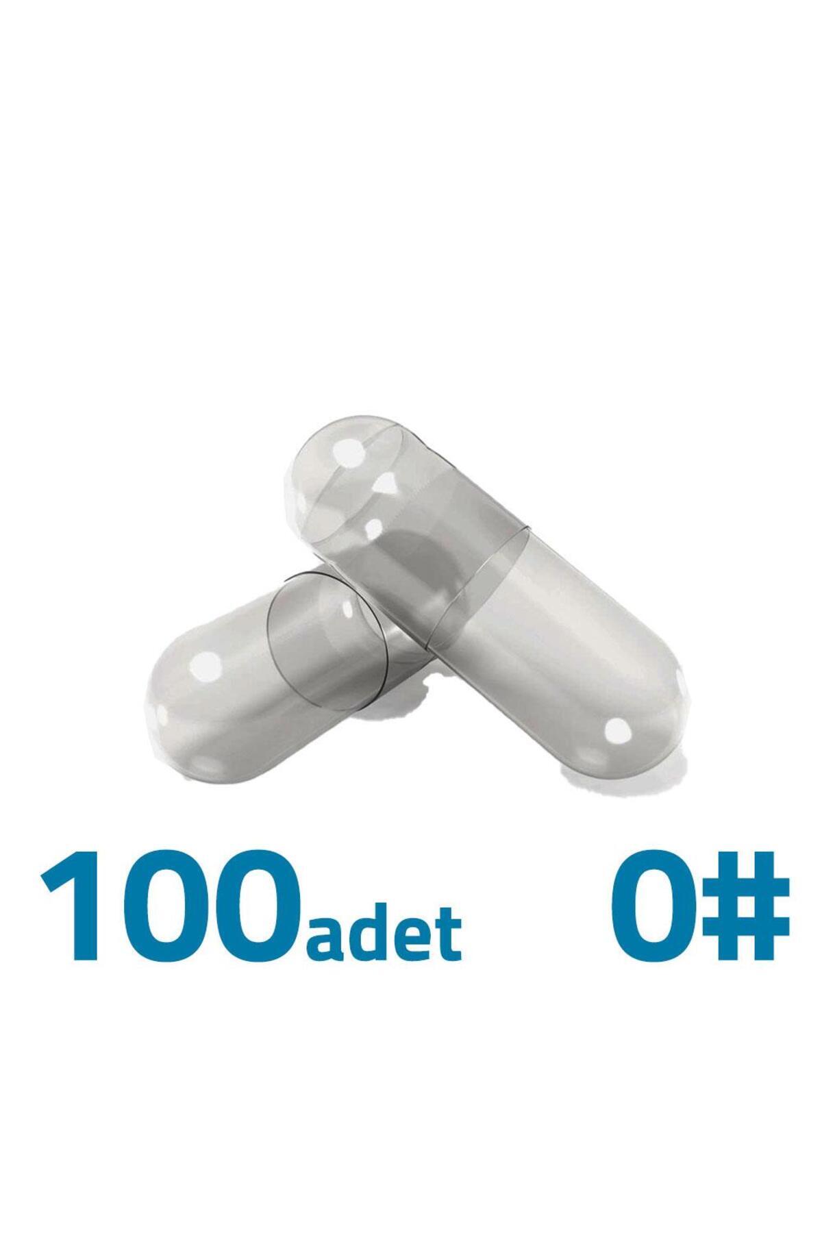 1001Naturel Orta Boy Şeffaf Boş İlaç Kapsülü 0'' 100 Adet-600mg Helal Sertifikalı