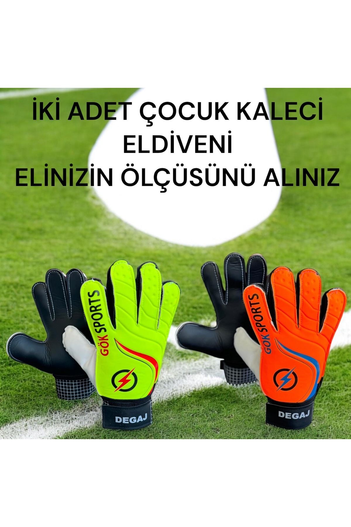 Gök Sports Çocuk Kaleci Eldiveni Bilek Bandajlı Eldiven 2 Adet