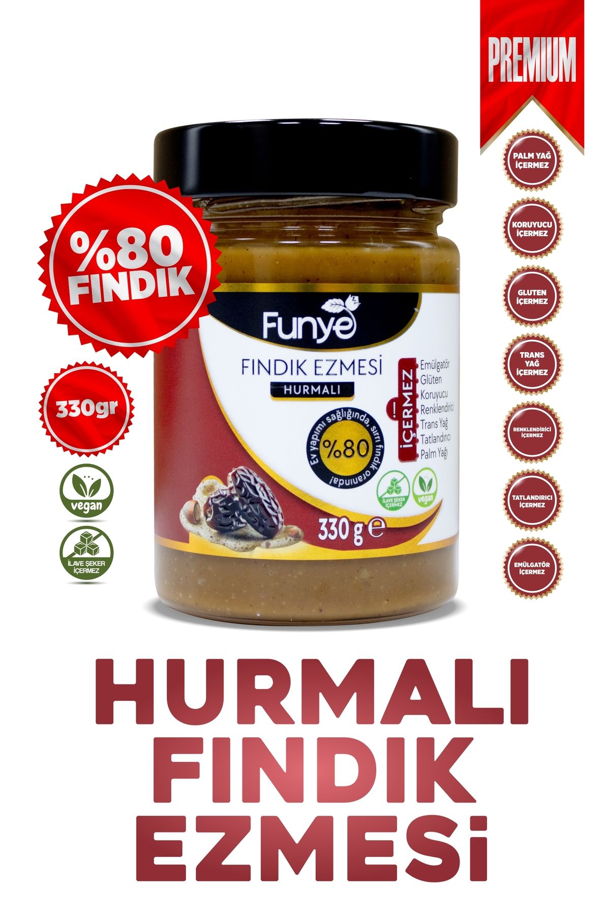 FUNYE Şeker Ilavesiz Hurmalı Fındık Ezmesi - (330 GR)