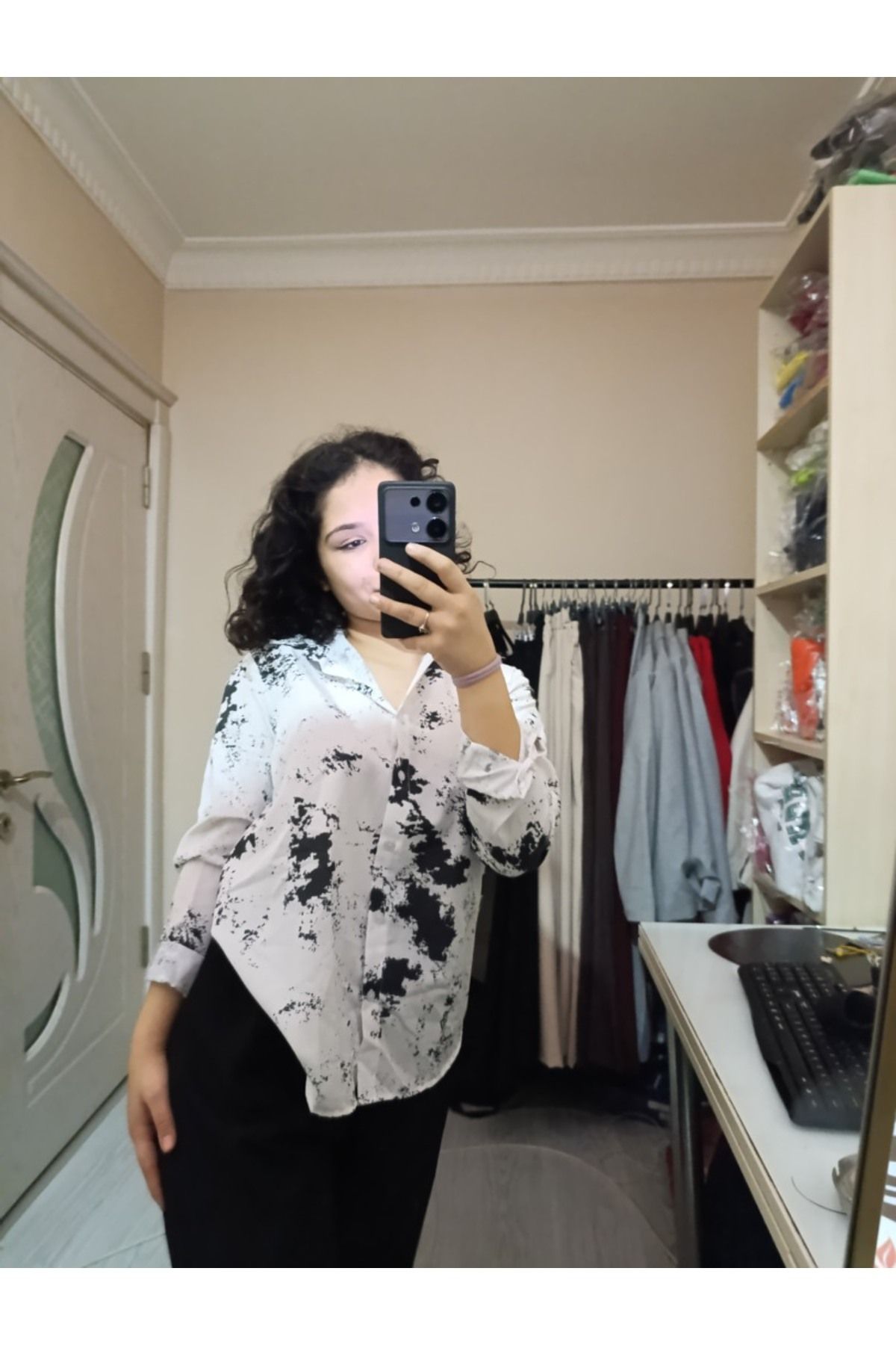 Miyav Butik Bohem Desenli Gömlek Siyah