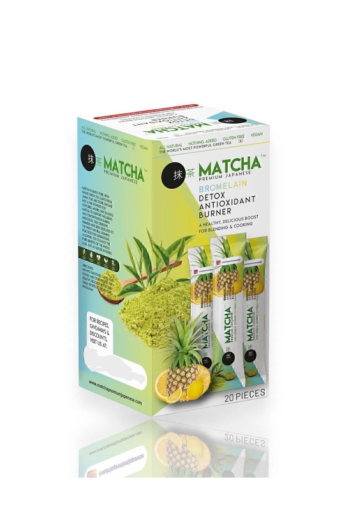 Bilge İlaç Matcha Premium Japanese Premium Japanese MATCHA & BROMELAİN Limon Aromalı Detox Burner Form Çayı