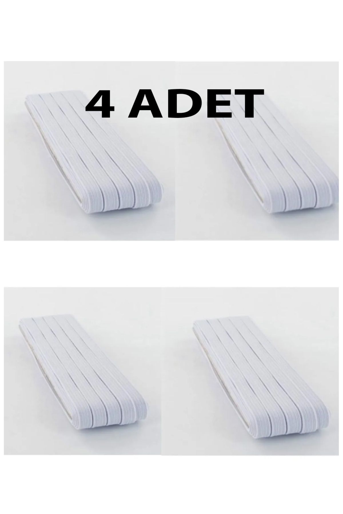 everart 4 Adet 0.80 Cm Beyaz Bel Lastiği Yassı Lastik Paça Don Lastiği 40 Metre