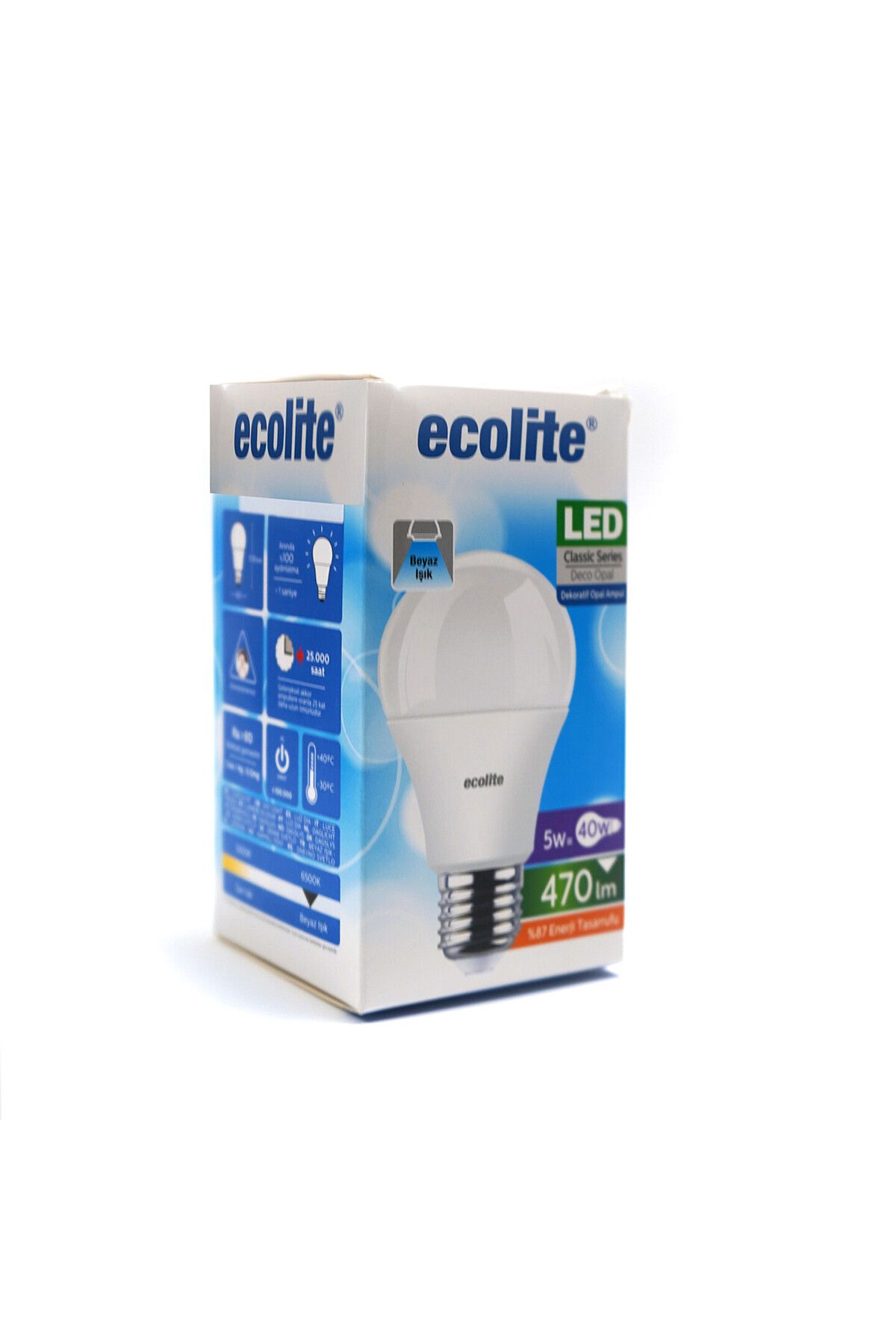 Ecolite Led A60 5 W Beyaz Klasik E27 Duy Led Ampul
