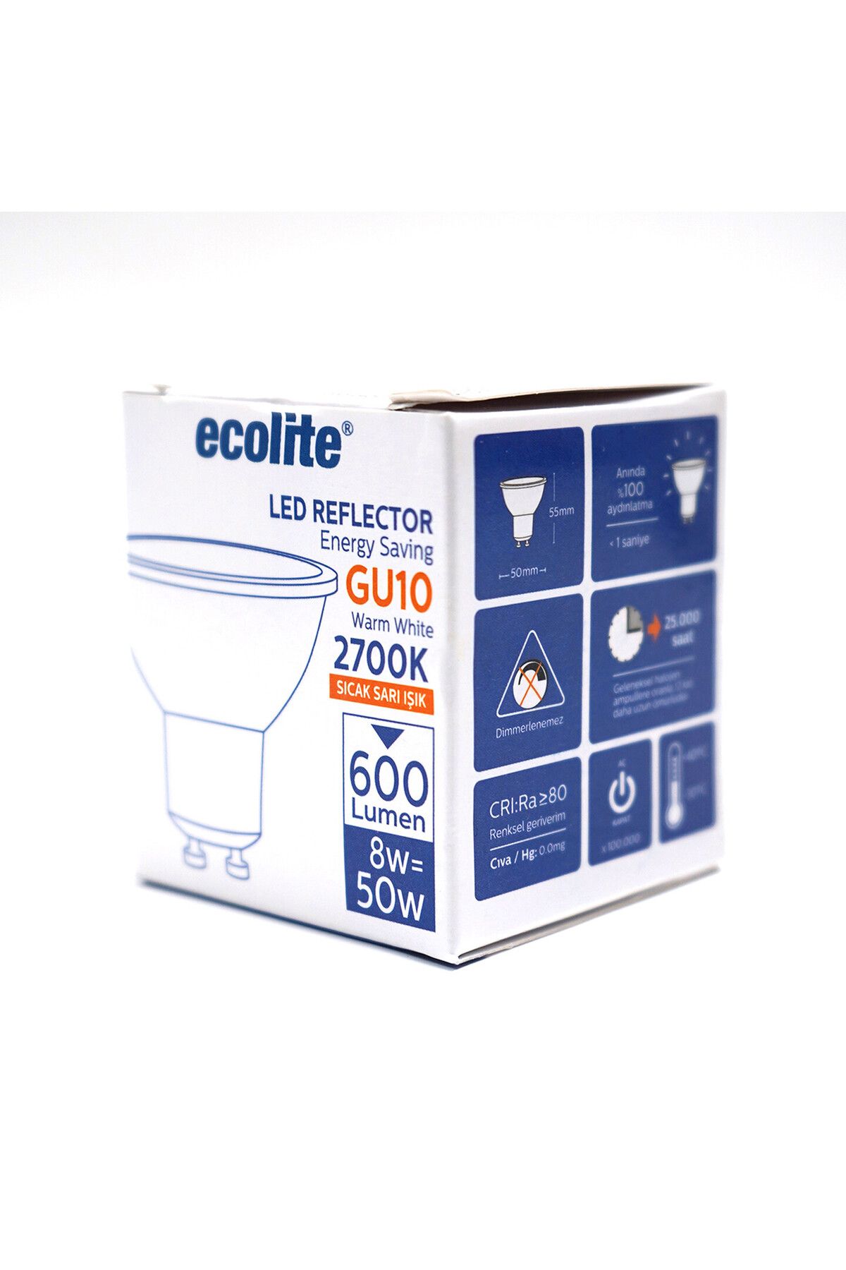 Ecolite Par 16 8 W Sarı Spot GU10 Duy Led Ampul