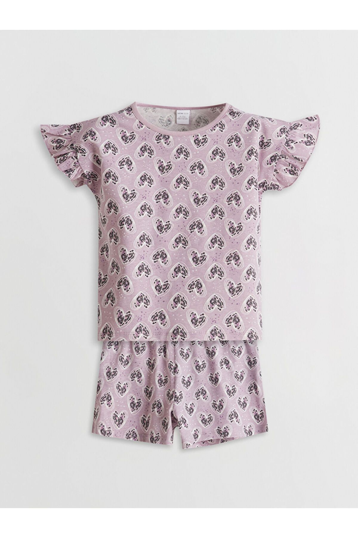 LC Waikiki LCW ECO Lila Bisiklet Yaka Kız Çocuk Şortlu Pijama Takımı