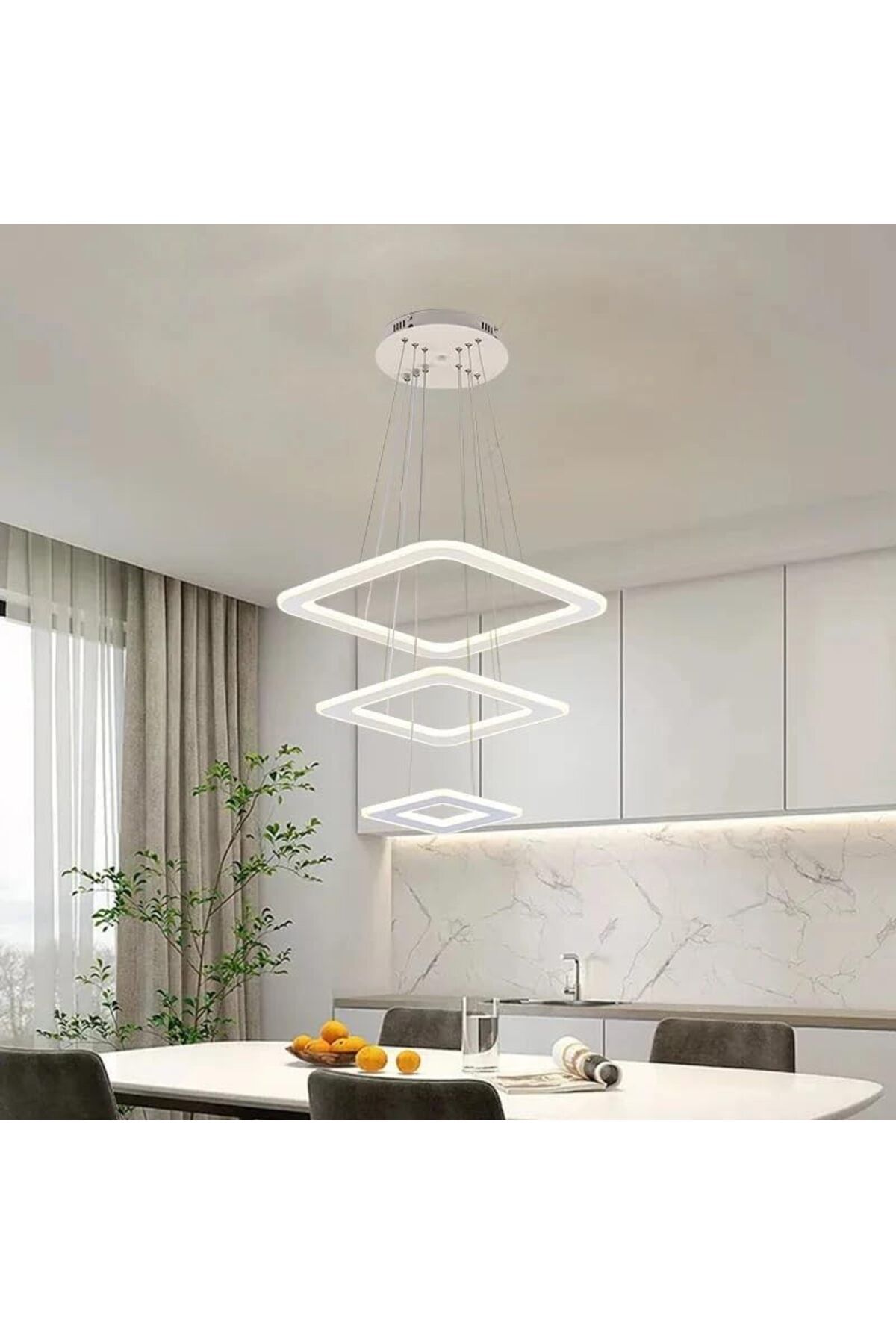 A F N LIGHTING-ثريا LED حديثة مع 3 حلقات مربعة قابلة للتعديل - إضاءة سقف قابلة للتعتيم 1