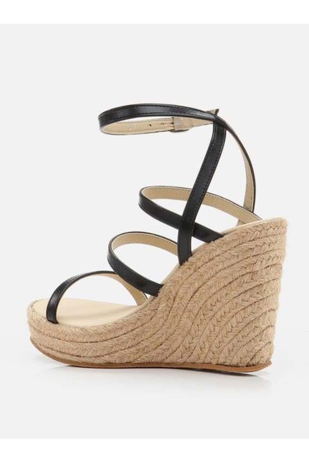 اسپادریل مشکی زنانه پاشنه پا سکوی سیاه پوست Su Espadril