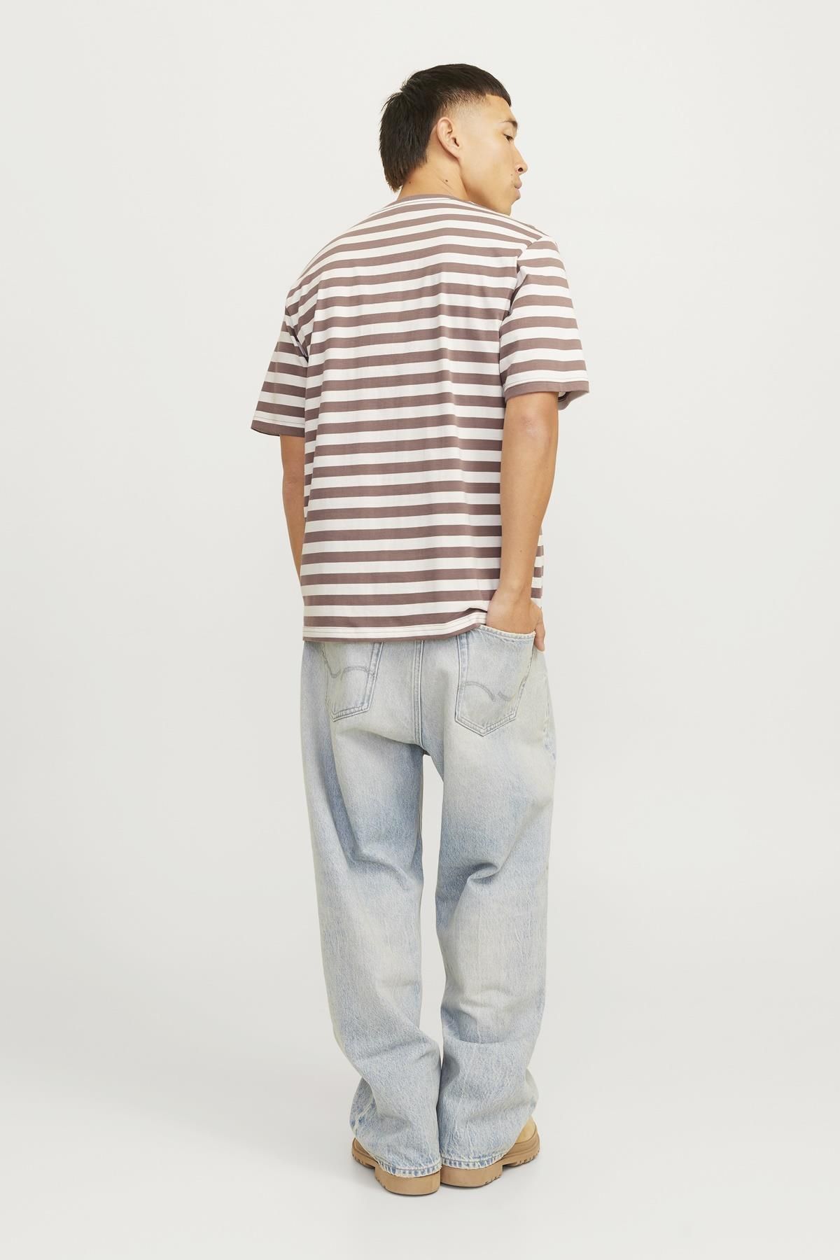 Jack & Jones-JORVESTERBRO Newton Stripe Tee SS CN - Burgundia și alb 6