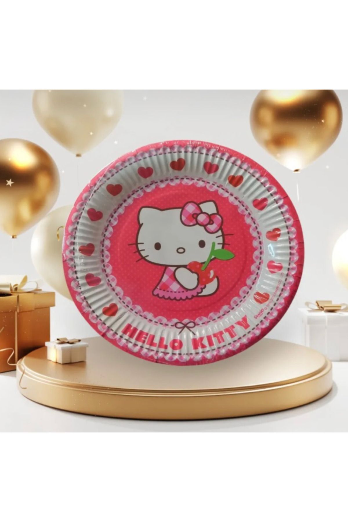 abnturk Hello Kitty Desenli 8 Adet Karton Kullan At Tabak 23 Cm