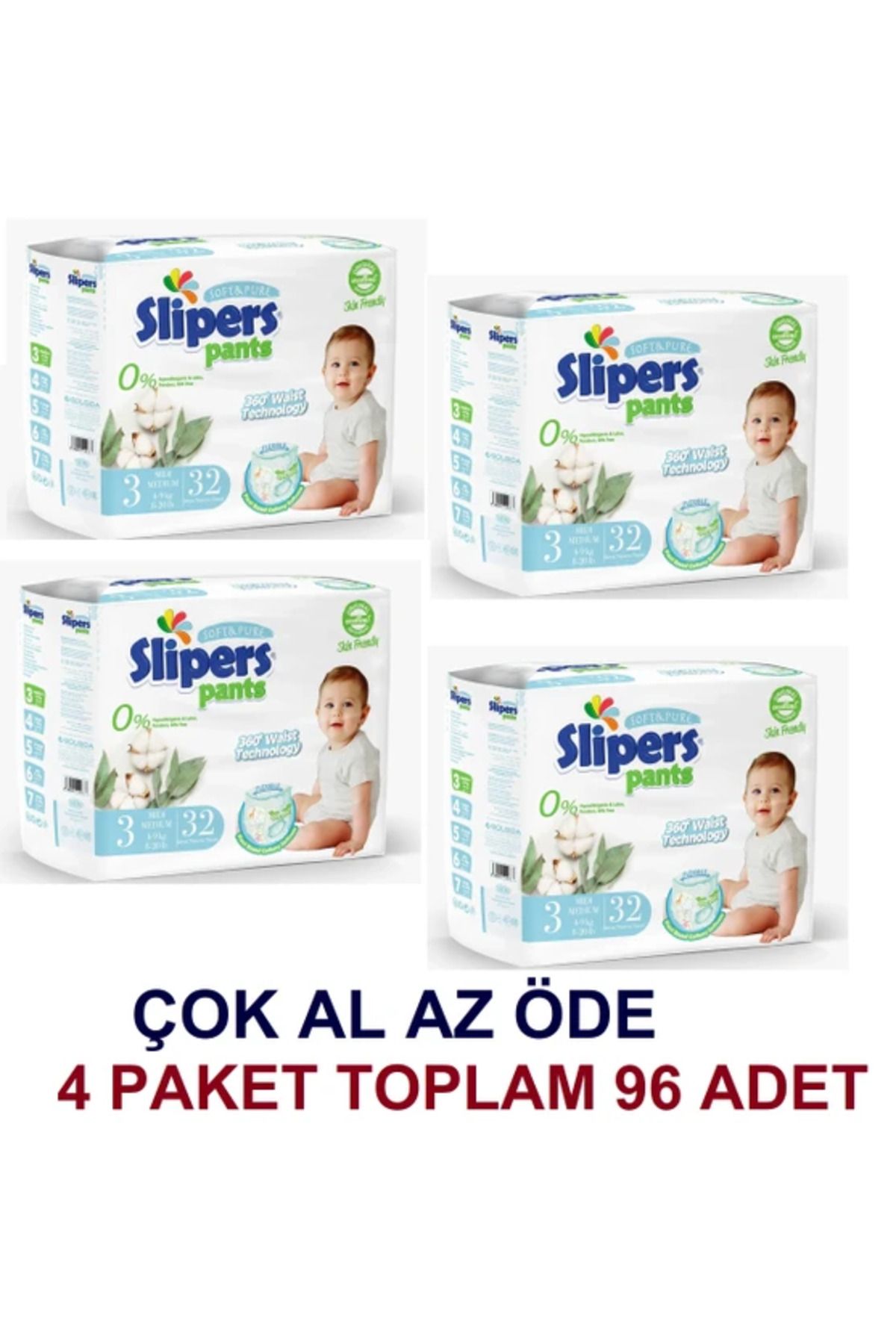 PREDO SLİPERS KÜLOT 3 MİDİ BOY 32 Lİ (4 PAKET=128 ADET)