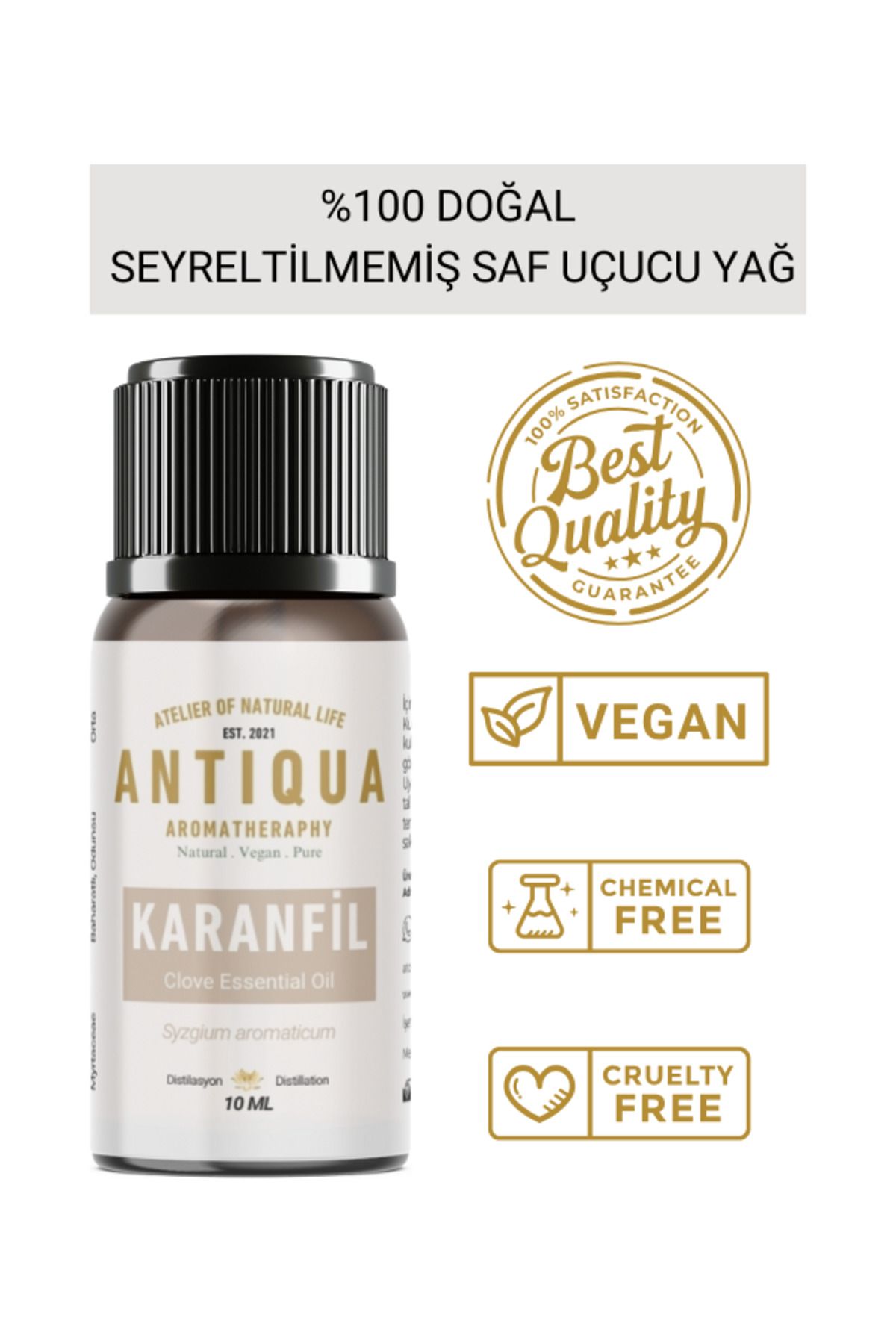 Antiqua Aromaterapi Karanfil uçucu Yağı 10 Ml (Seyreltilmemiş Ürün, %100 Doğal ve Saf)