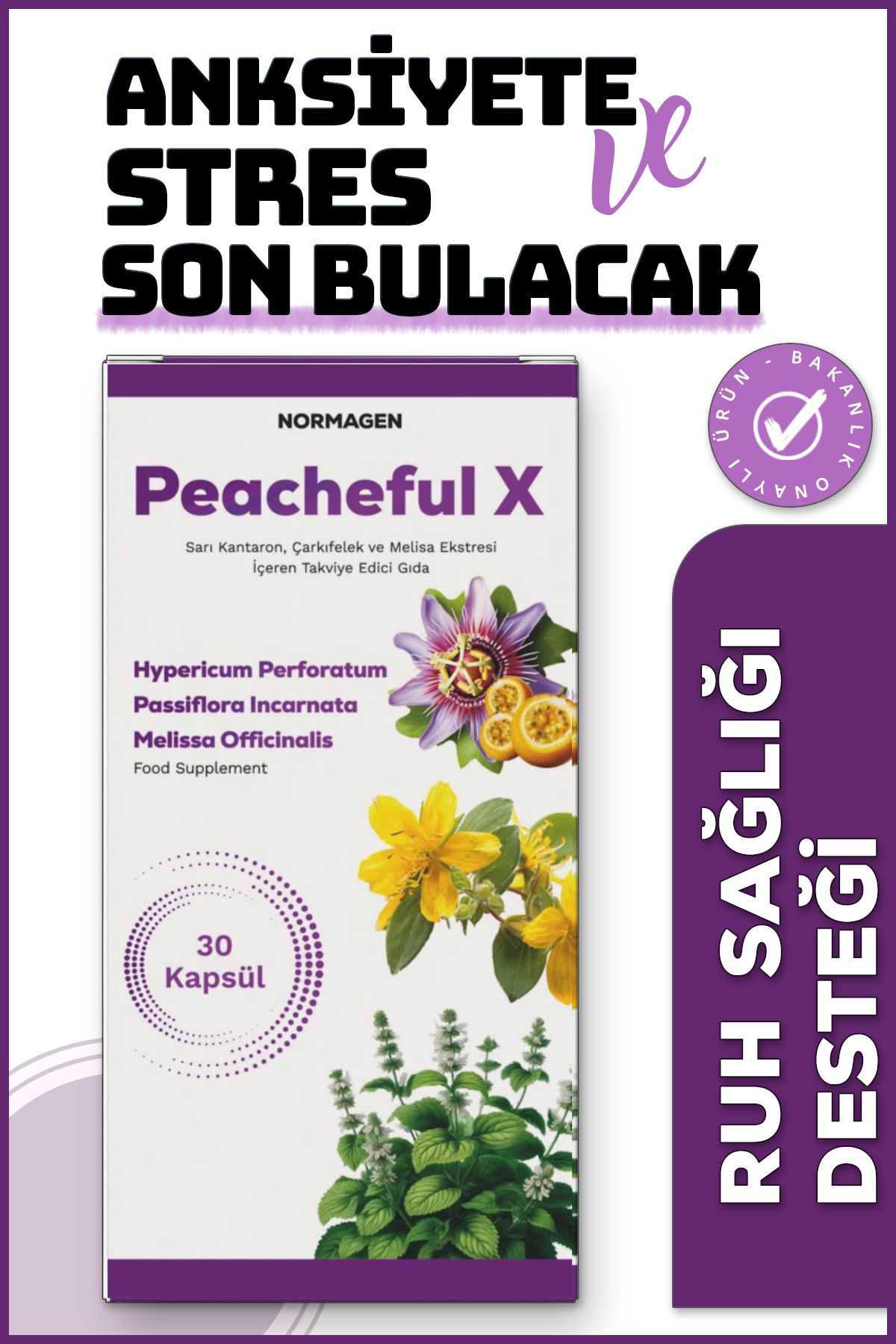 NORMAGEN Peacheful X Ruh Sağlığı, Stres ve Anksiyete Düzenleyici Takviye Gıda