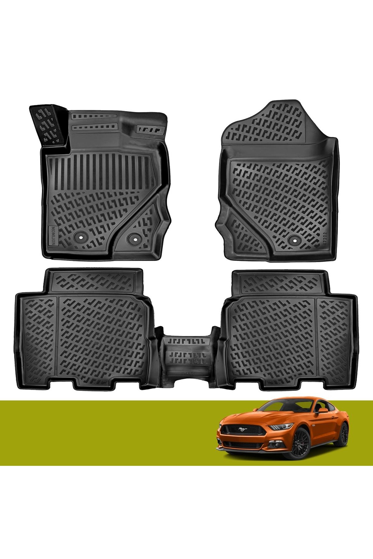 Monlion Araba Paspasları FORD MUSTANG 2021-2025  3D Özel Uyum Kauçuk TPE (Ön ve Arka) SET