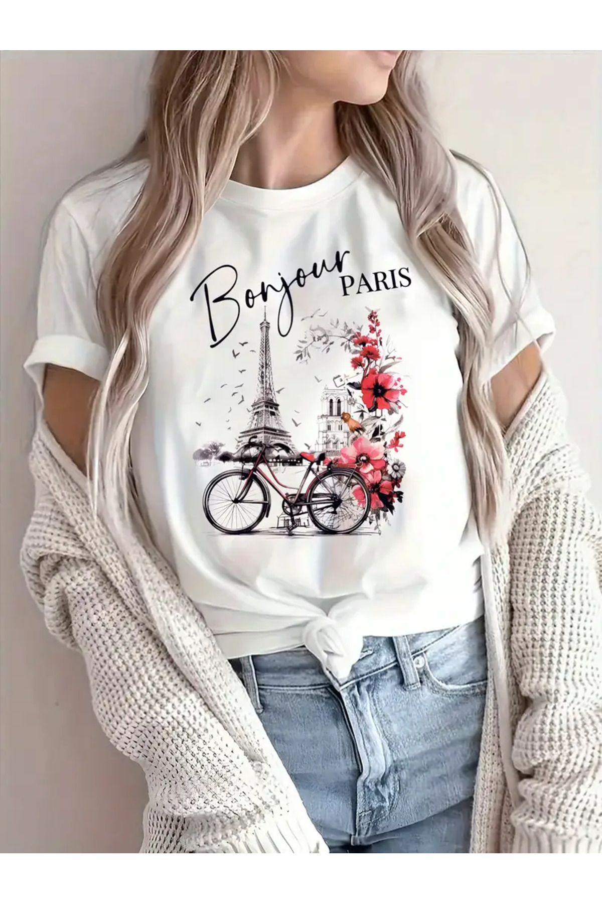 FULL TOLERANCE Bonjour Paris Baskılı Oversize Tshirt