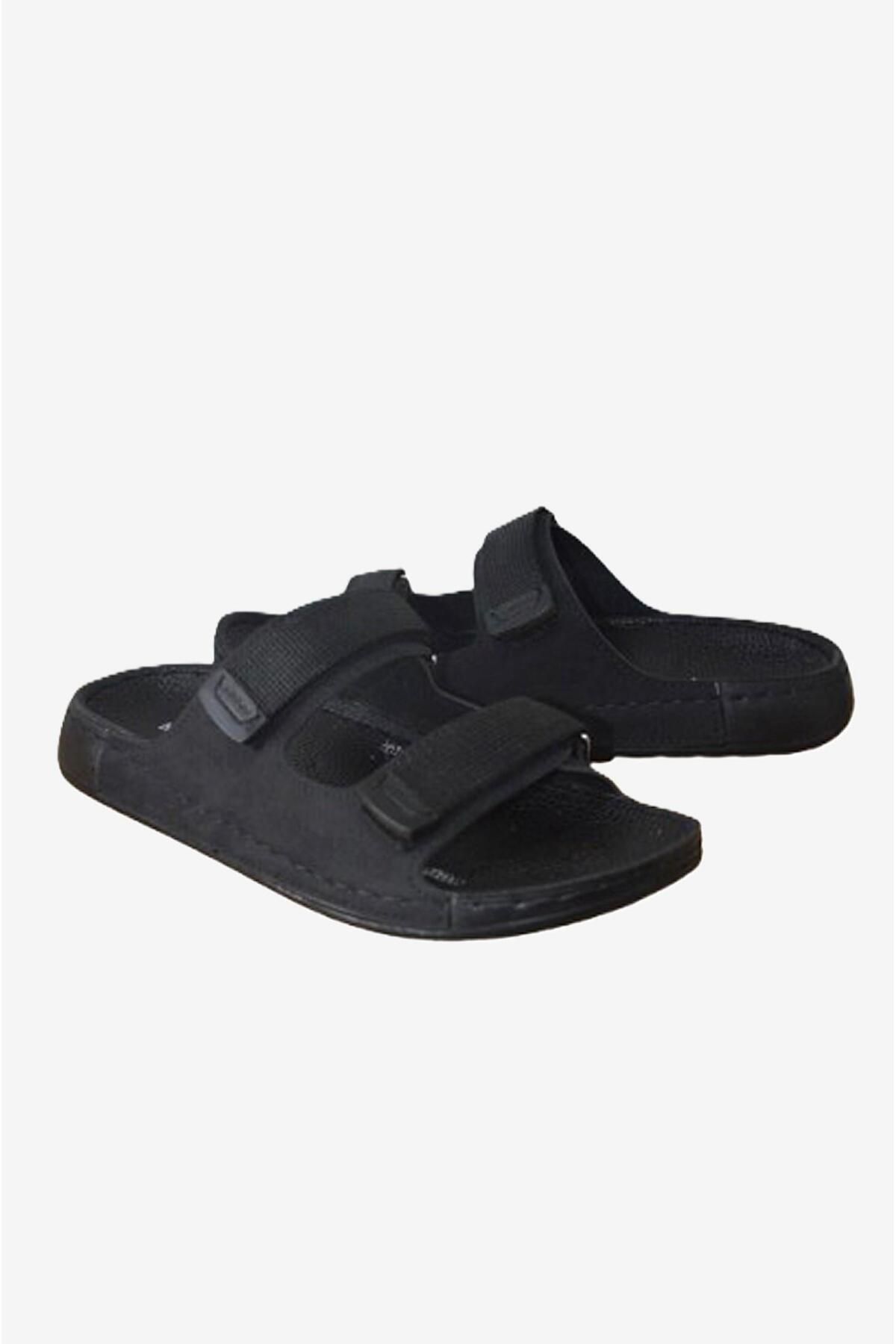 Biocomfort-Men's Black Velcro Double Banded Anatomical Slippers 3