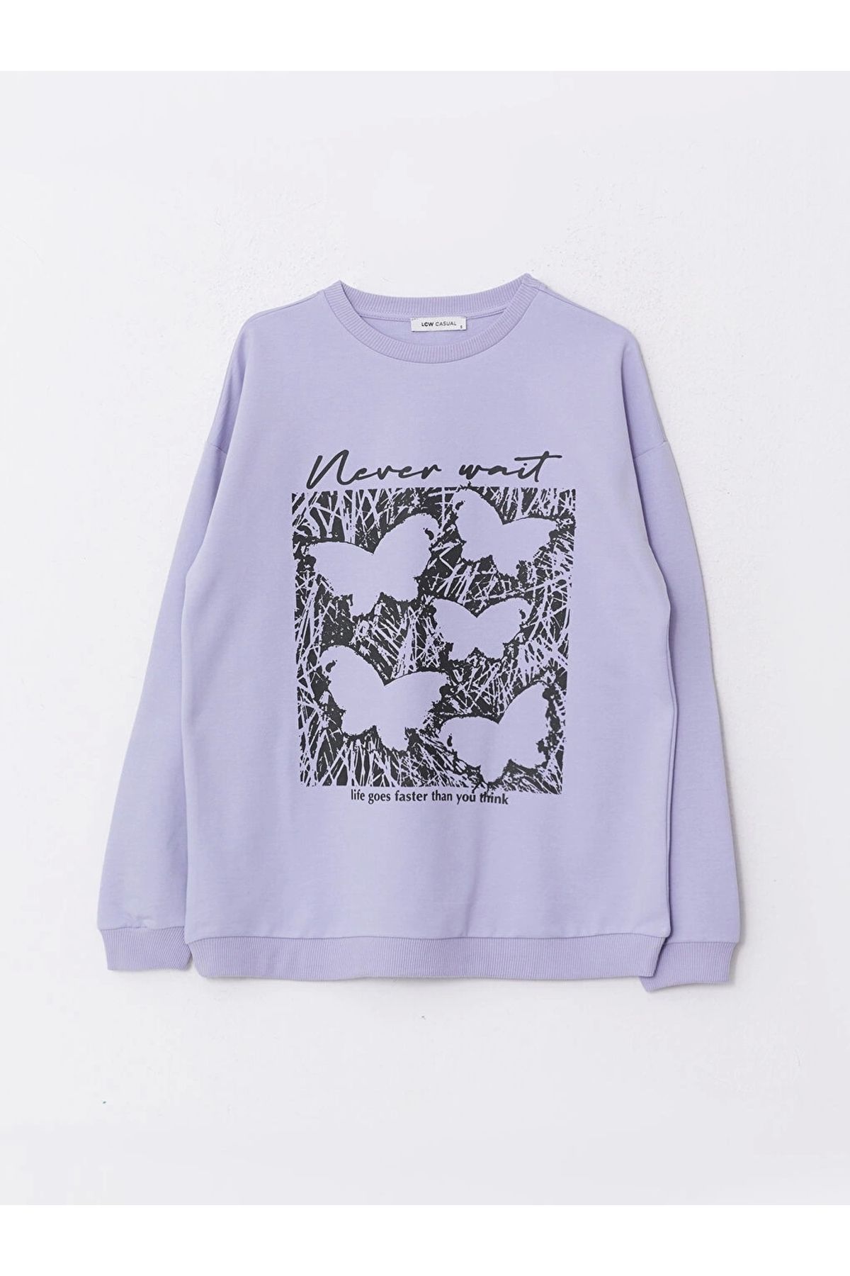 LC Waikiki-Lcw Vision Lilac Crew Neck Printed Long Sleeve Women's Sweatshirt 6