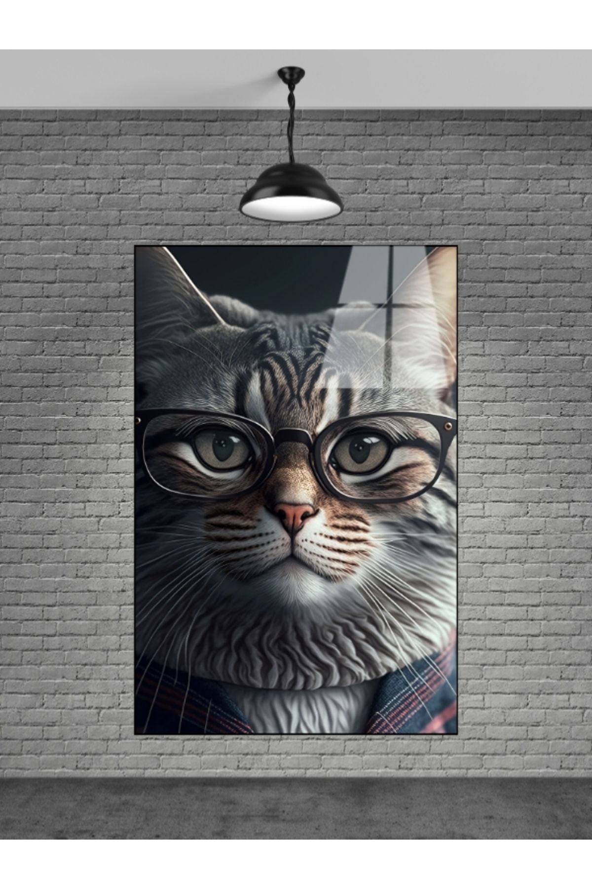 First Date GÖZLÜKLÜ ASİL KEDİ CAM TABLOSU