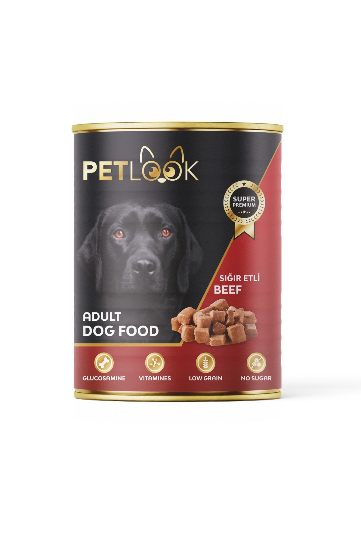 PetLook Konserve Köpek Maması Yetişkin Sığır Etli, Kıyılmış Etli Pate 415 gr Yaş Mama Düşük Tahıllı
