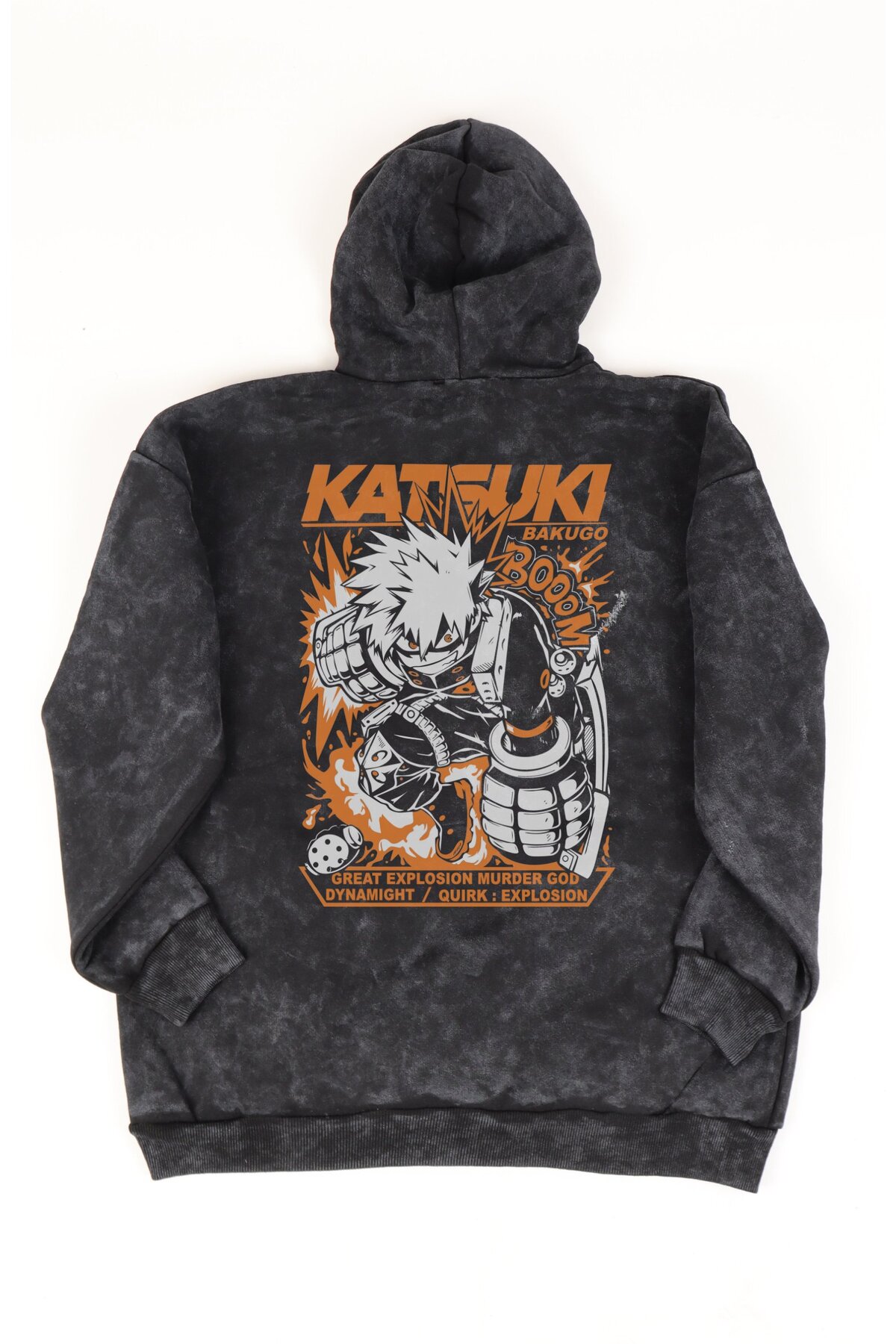 Fuddy Moda Unisex MHA Katsuki Bakugo Sırt Baskılı Kapüşonlu