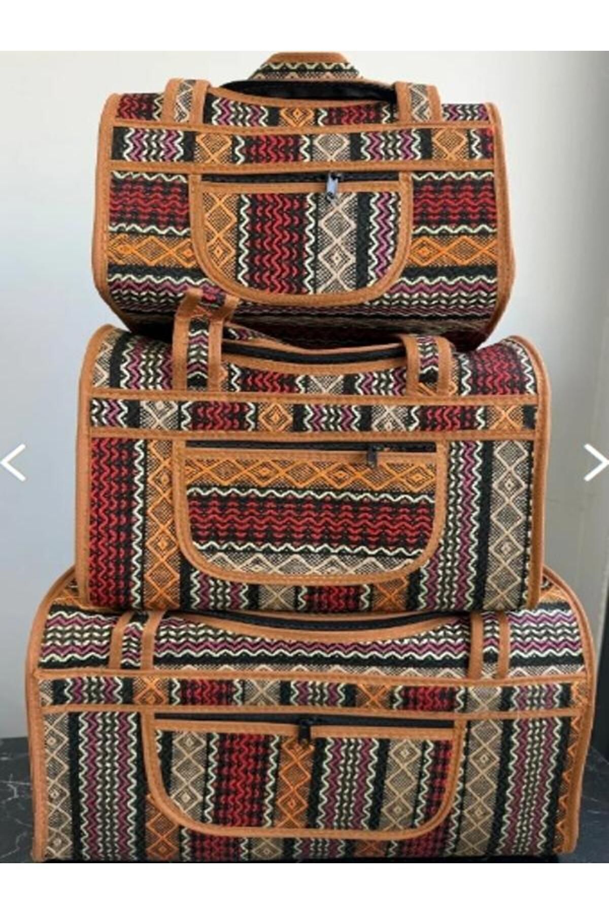 Eyef 3 lü Hasır Piknik Çantası - Gezi Çantası