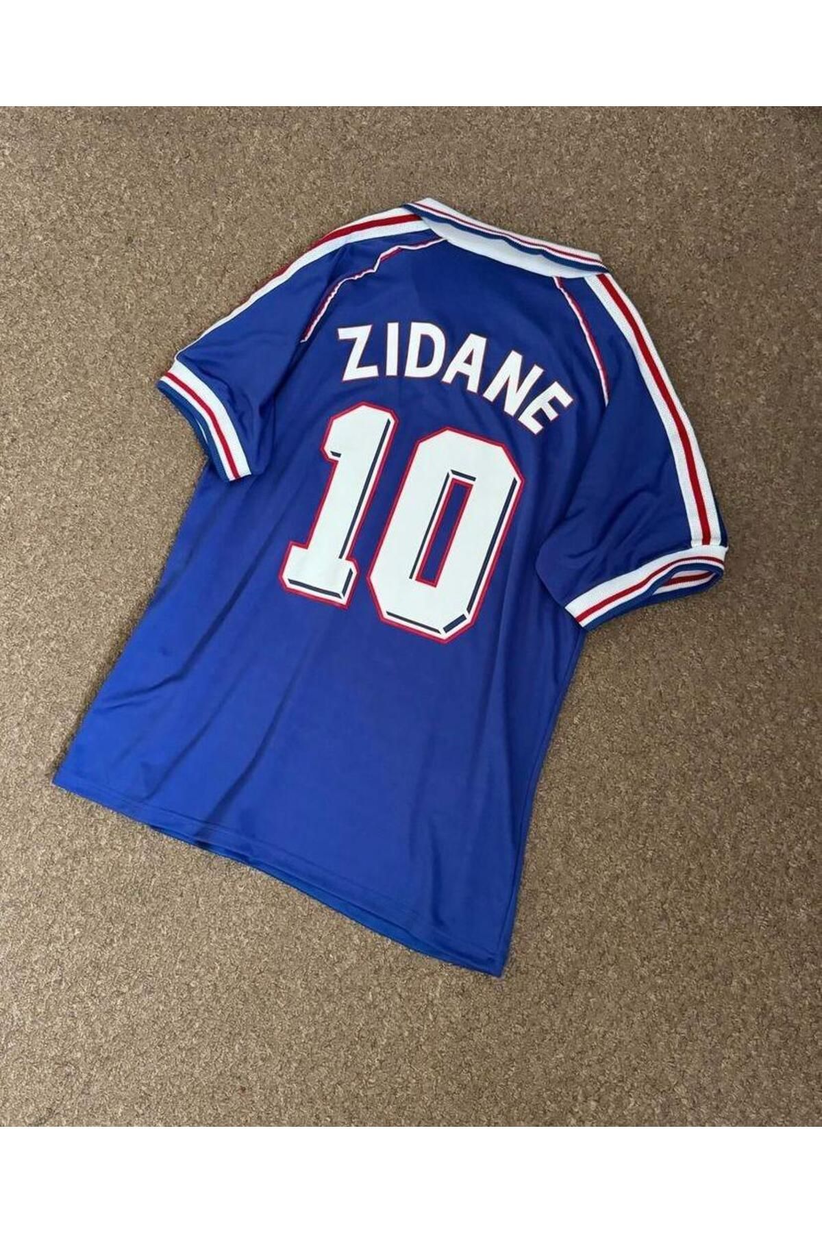 Lion Spor Zinedine Zidane 98 Dünya Kupası Fransa Retro Forması Hava Alabilen Özel Forma Kumaşı