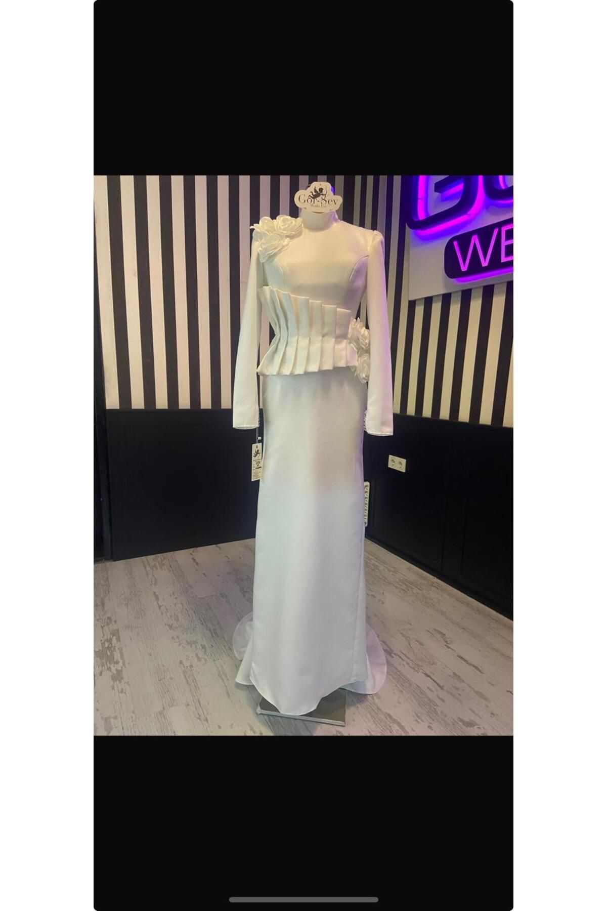 EKY GÖR SEV WEDDING DRESS YENİ SEZON SATEN NİKAH ELBİSESİ