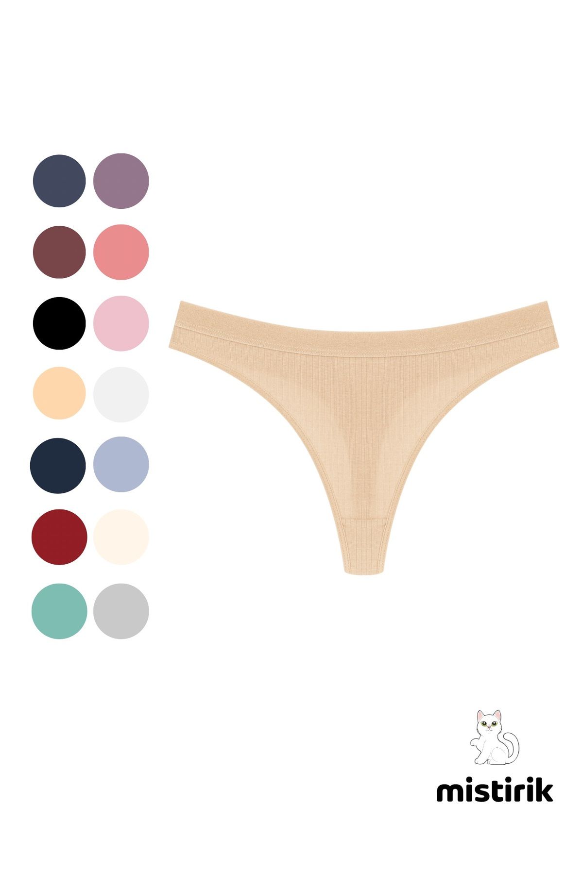 MİSTİRİK-Paulo Model Ribbed Stretchy Fabric String Thong Skin Color 1