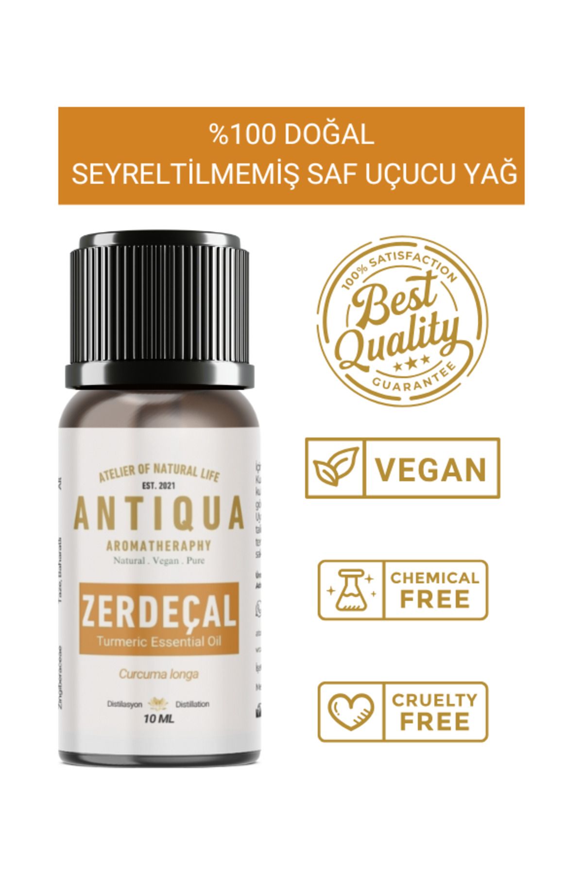 Antiqua Aromaterapi Zerdeçal Uçucu Yağı 10 Ml (Seyreltilmemiş Ürün, %100 Doğal ve Saf)