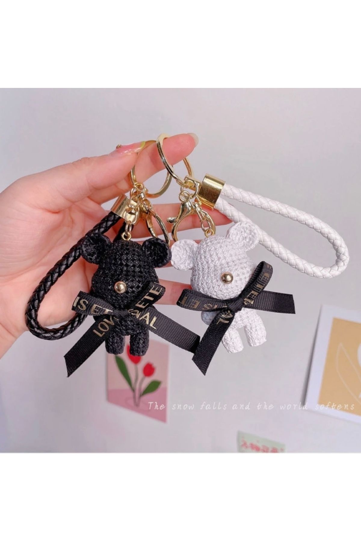 YONGA'S BOUTİQUE Beyaz Teddy Bag Charm Çanta Süsü/Anahtarlık