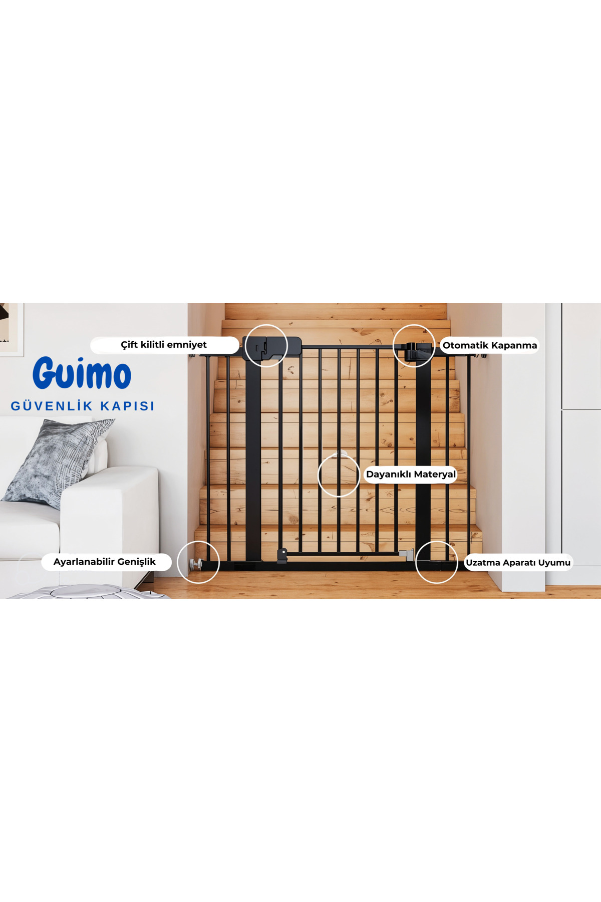 GUİMO Guimo 75-85 Cm Bebek Çocuk Pet Güvenlik Ve Merdiven Kapısı Baby & Child Safety Gate fotoğrafı 4 (önizleme)