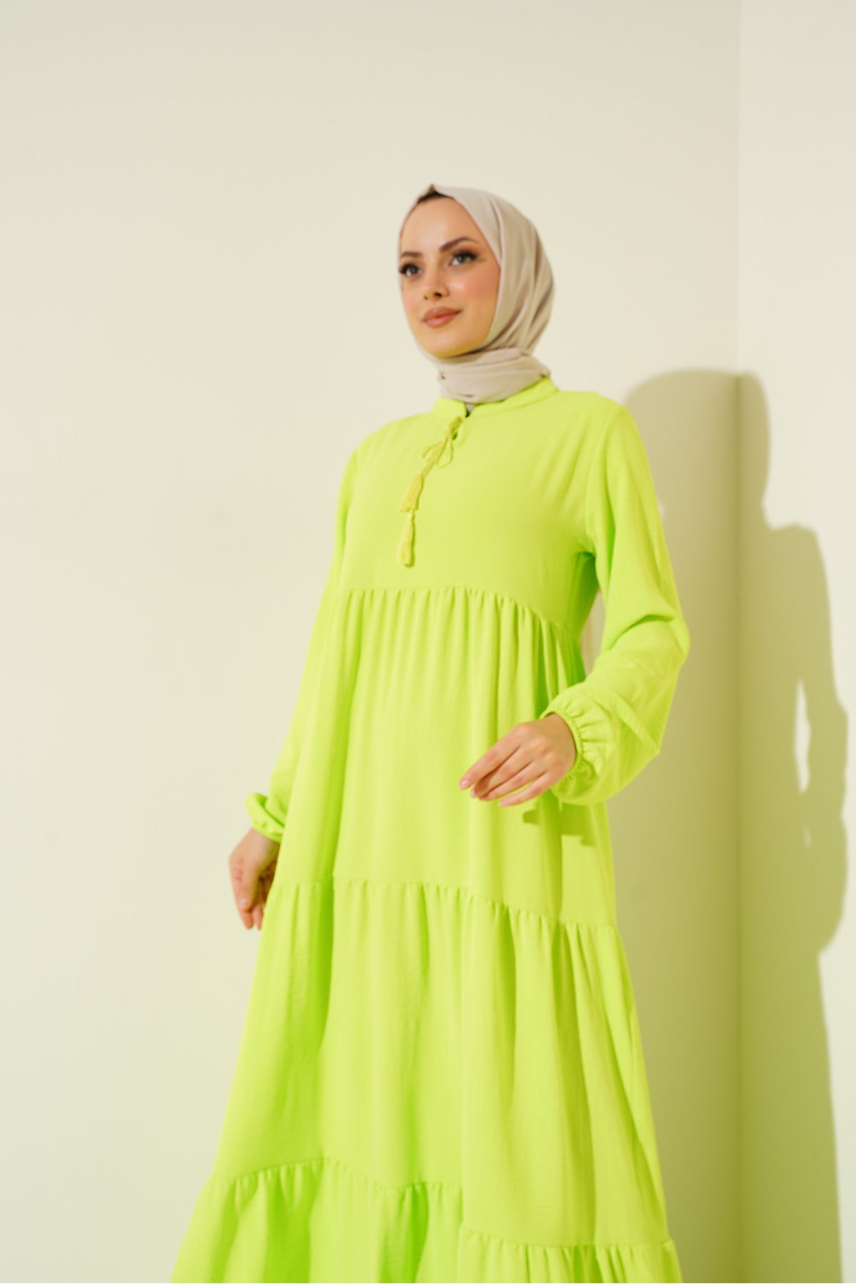 Bigdart-1627 Rochie Hijab cu Siret - V. Verde 3