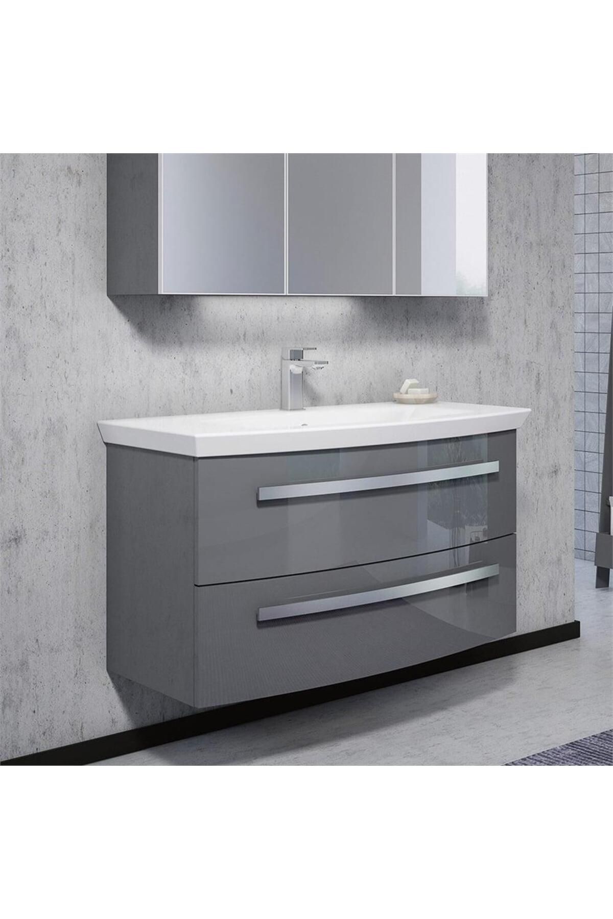 ORKA URLA 90 ALT MODÜL + LAVABO  PARLAK ANTRASİT 5001849