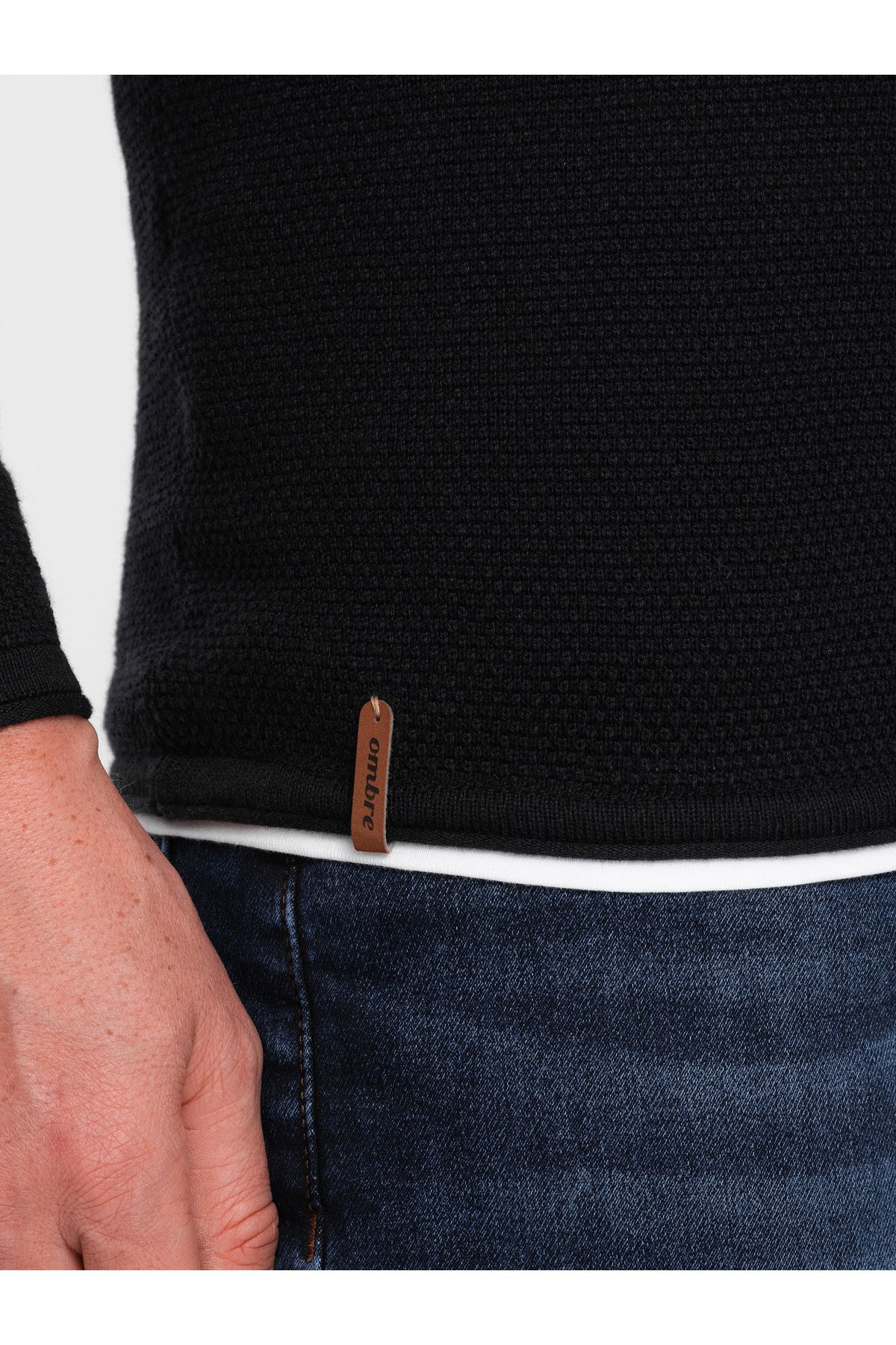 OMBRE-Herren Baumwollpullover mit Rundhalsausschnitt - schwarz V1 OM-SWSW-0103 S 5