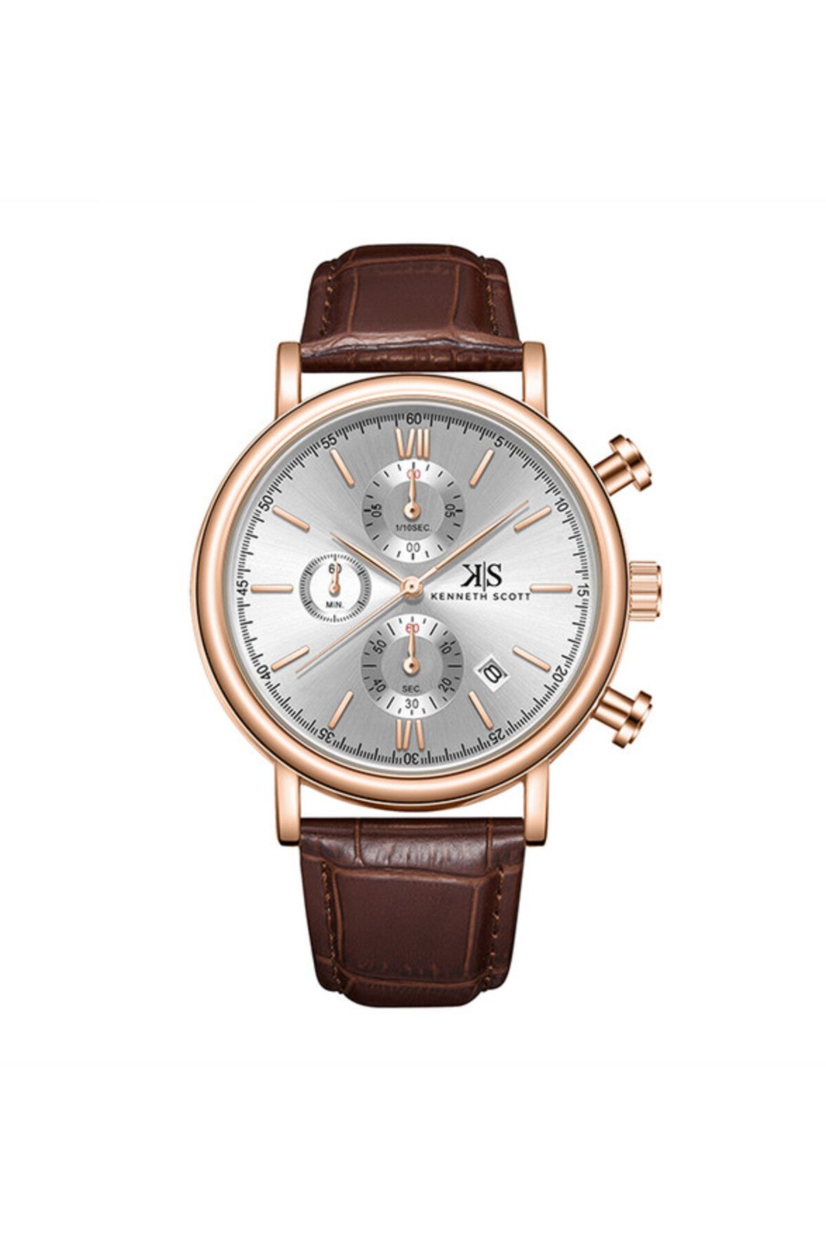 Kenneth Scott-Kenneth Scott K23151-RLDW Men Chrono & Multi Function Display Watch & Genuine Leather 1