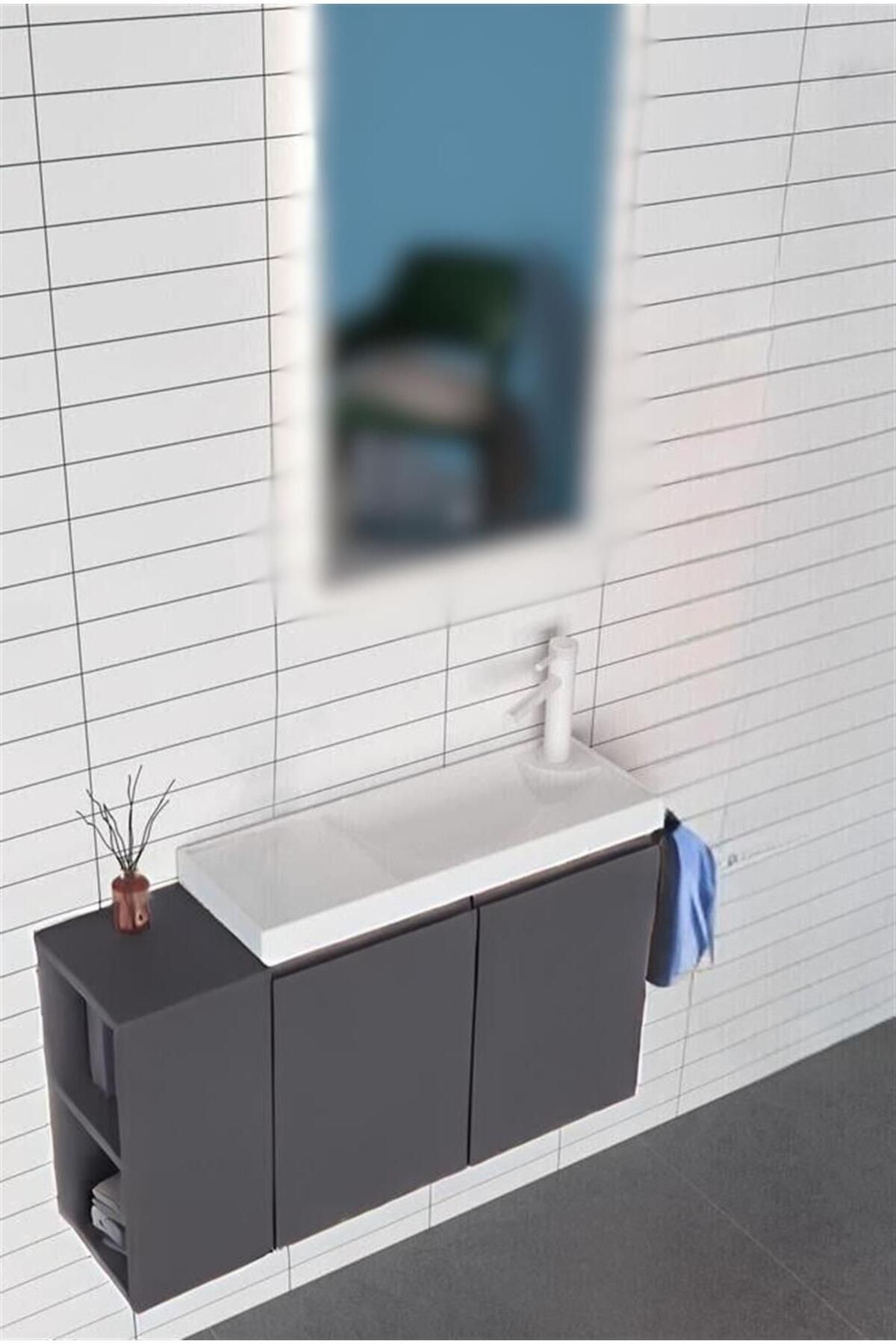 ORKA FERLA 80 ALT MODÜL + LAVABO  MAT ANTRASİT 5005207