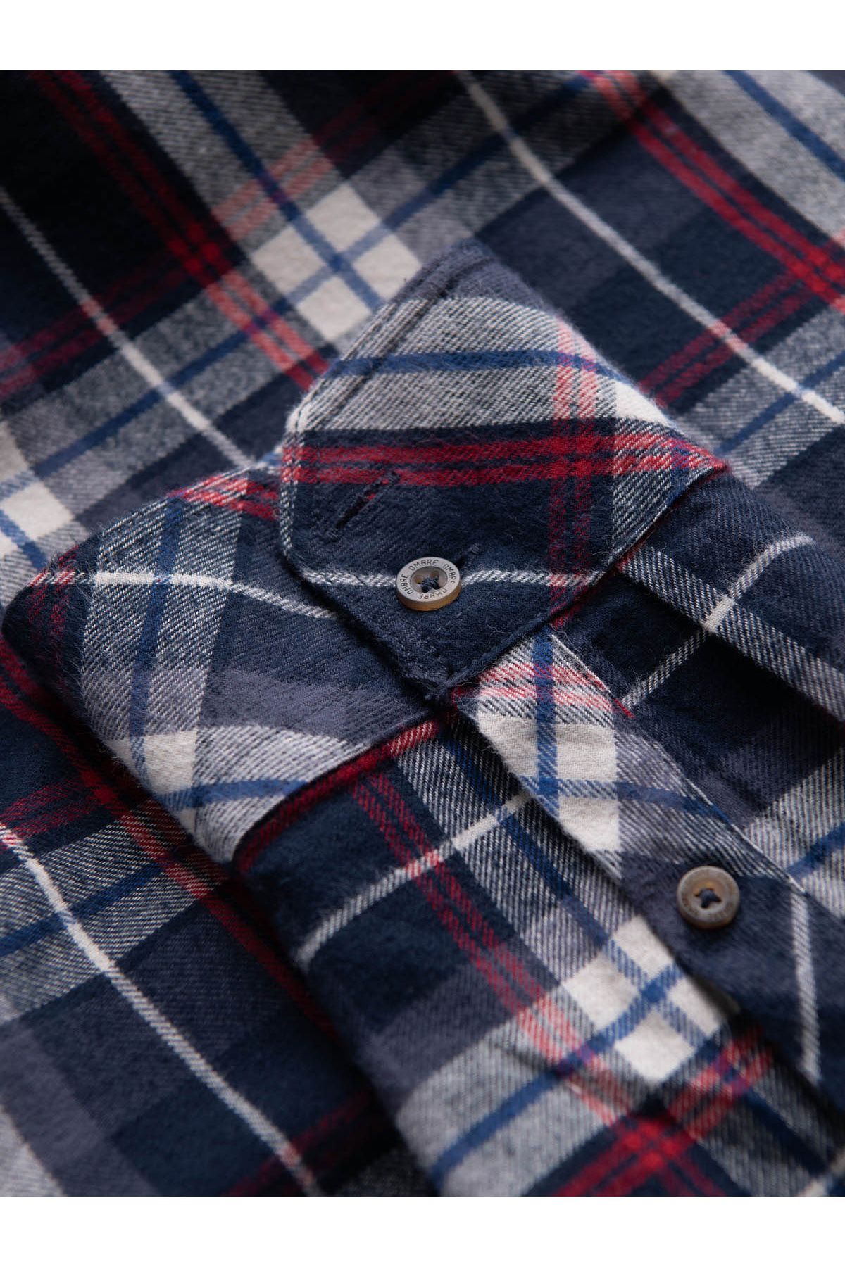 OMBRE-Men's checkered flannel shirt with pockets - navy blue and red V2 OM-SHCS-0149 XXL 7