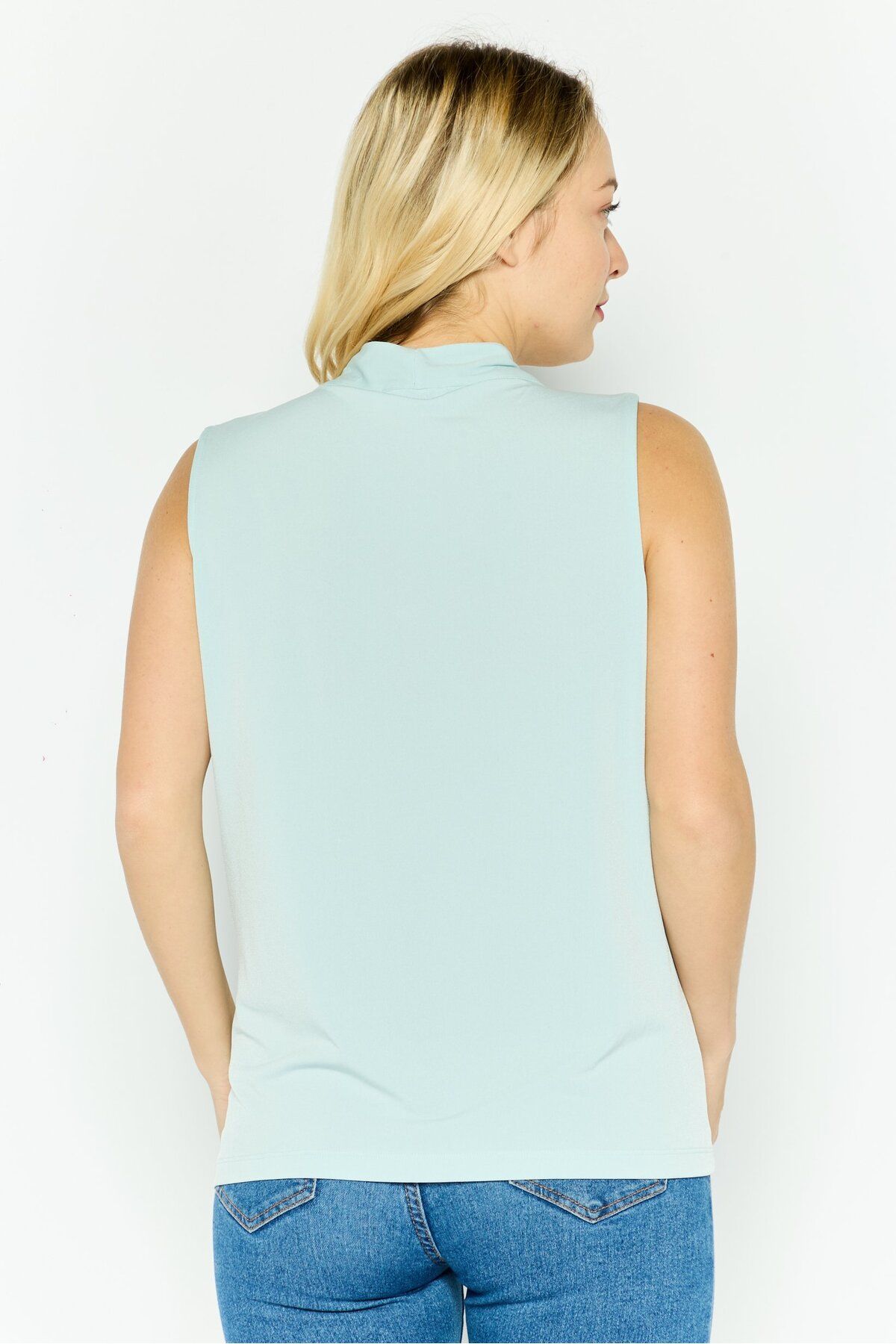 Calvin Klein-Women Twist Neck Sleeveless Plain Top, Sage Green 2