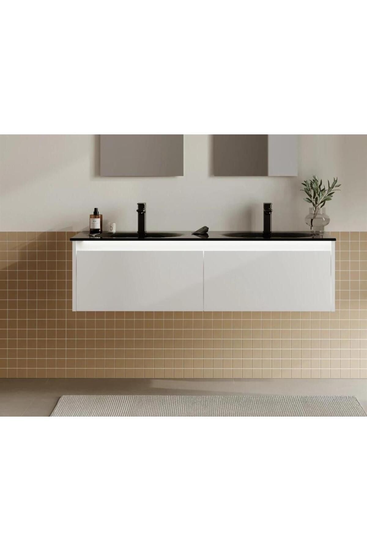 ORKA LİSBON 132 ALT MODÜL + LAVABO  MAT BEYAZ 5001438