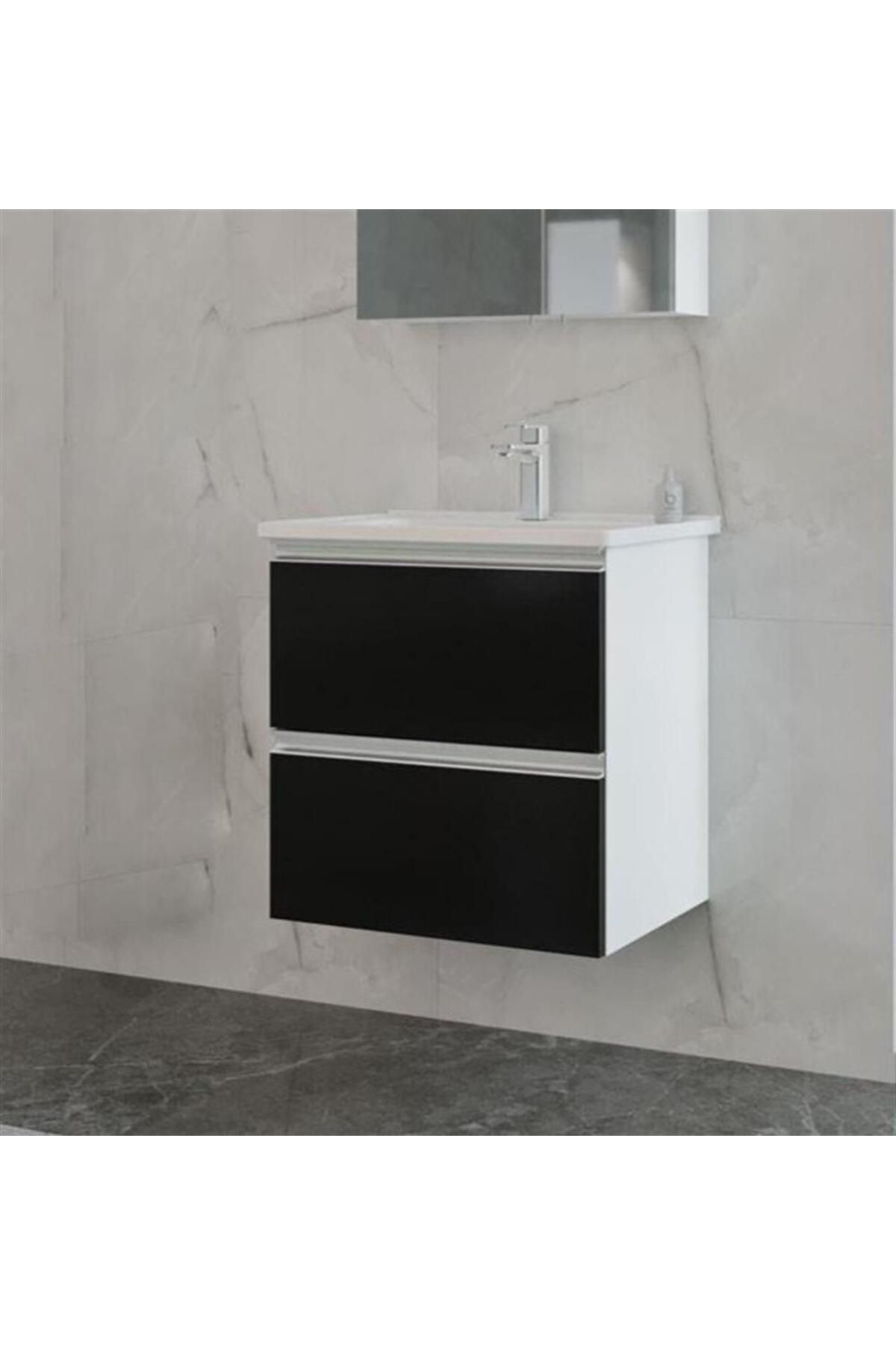 ORKA TERME 60 ÇEKMECELİ ALT MODÜL + LAVABO PARLAK SİYAH 5003815