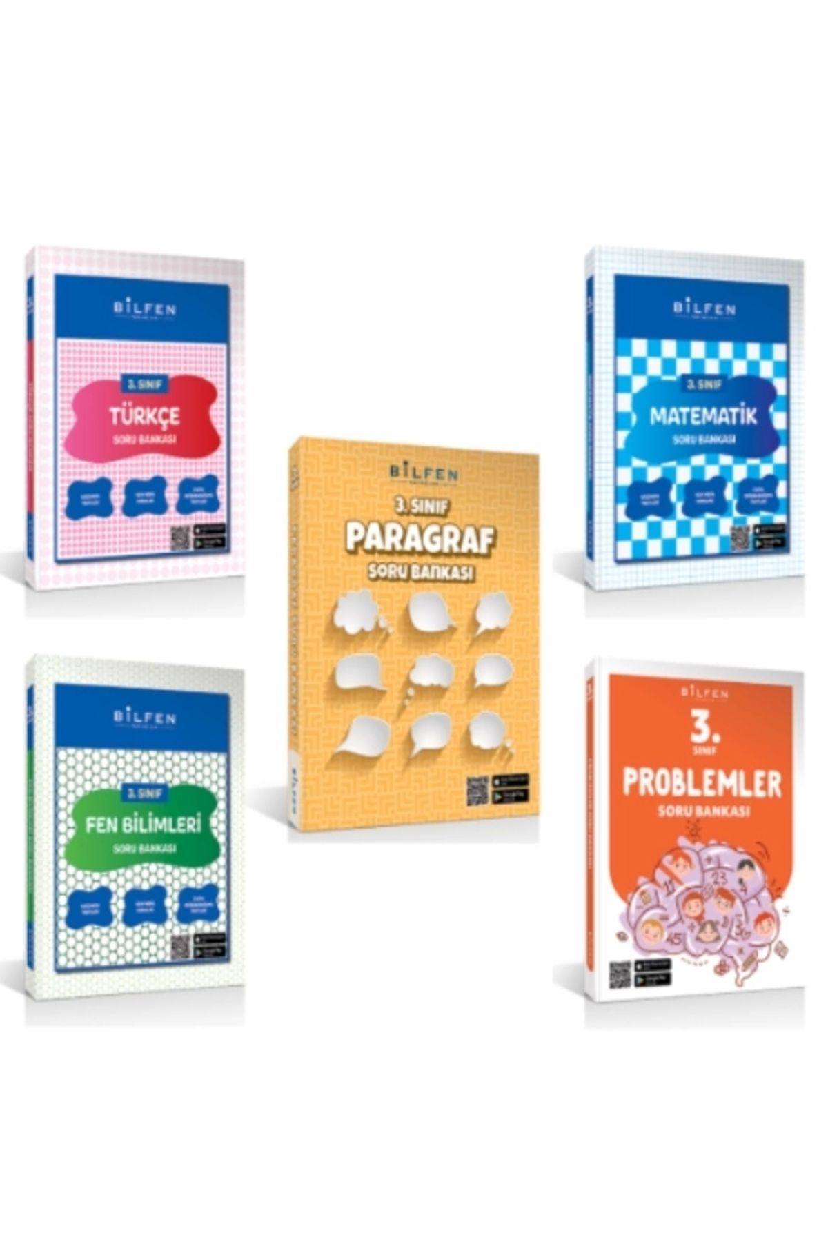 Bilfen Yayıncılık BİLFEN YAYINCILIK 3.SINIF TÜRKÇE-MATEMATİK-FEN BİLİMLERİ-PROBLEMLER-PARAGRAF SORU BANKASI
