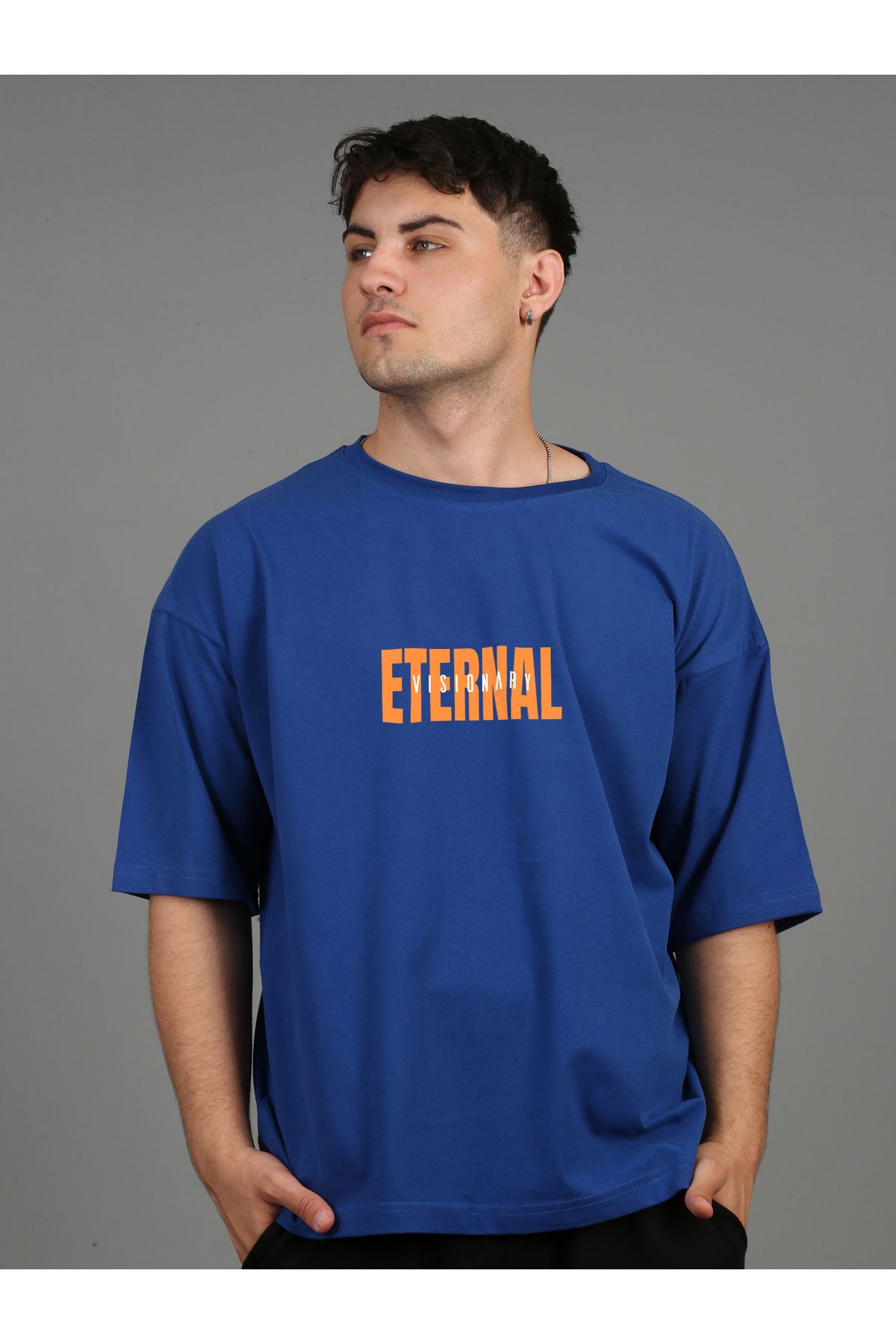 SOFT Premium Oversize  Unisex Gece Mavisi T-shirt Eternal Baskılı