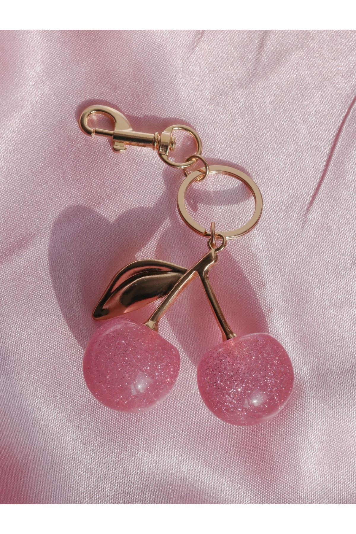 Reorah Collection-Pink Cherry Patterned Keychain and Bag Charm 2