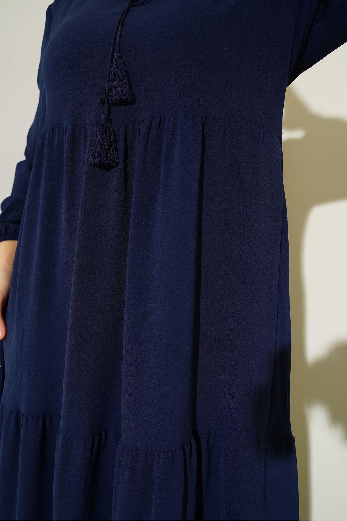 Bigdart-1627 Hijab-Kleid mit Kragen und Schnürung – C. Navy 5