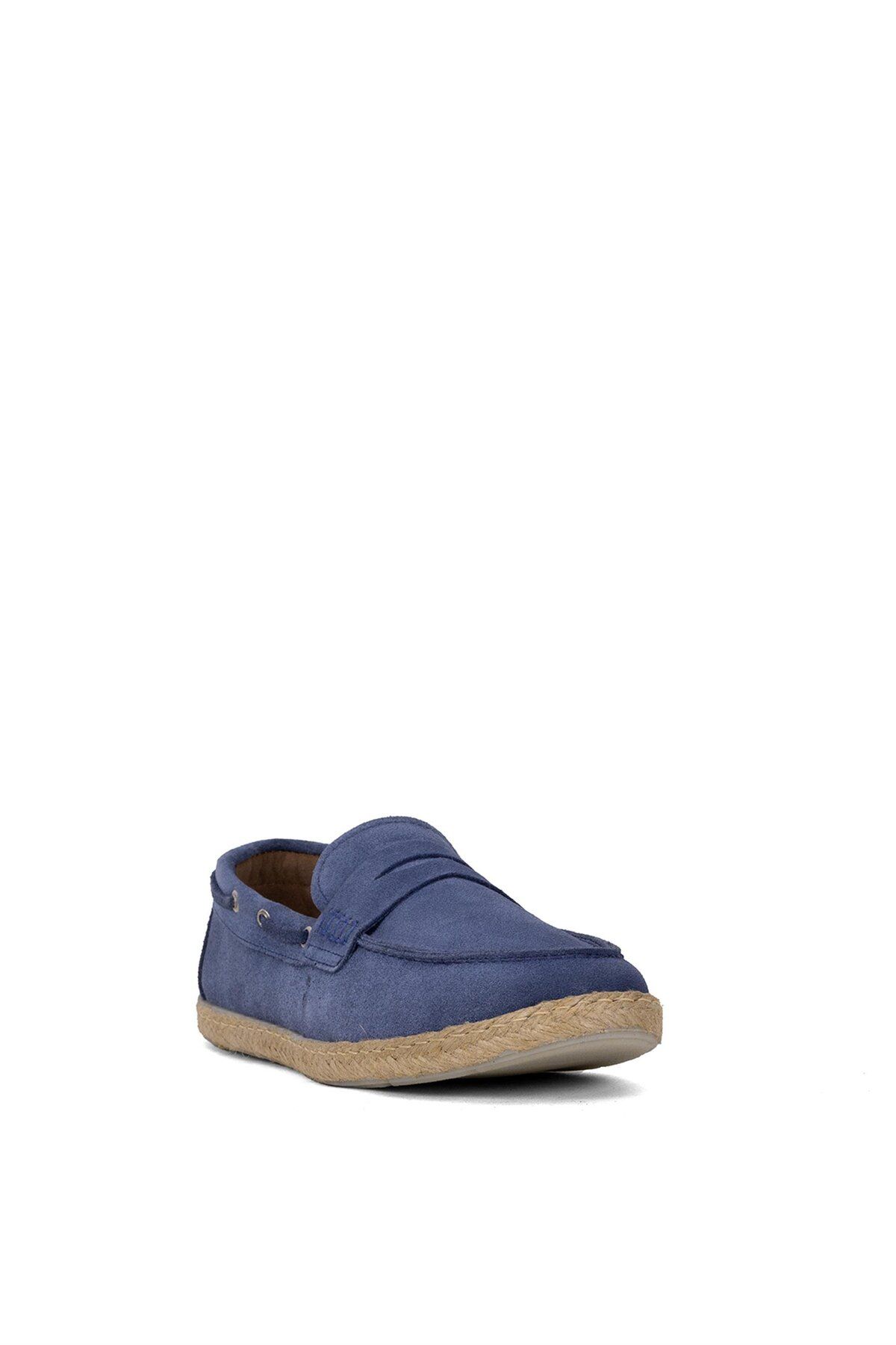 Ayakkabı Fuarı-Men's Blue Espadrilles - Alf03 Model, Genuine Suede Leather 2