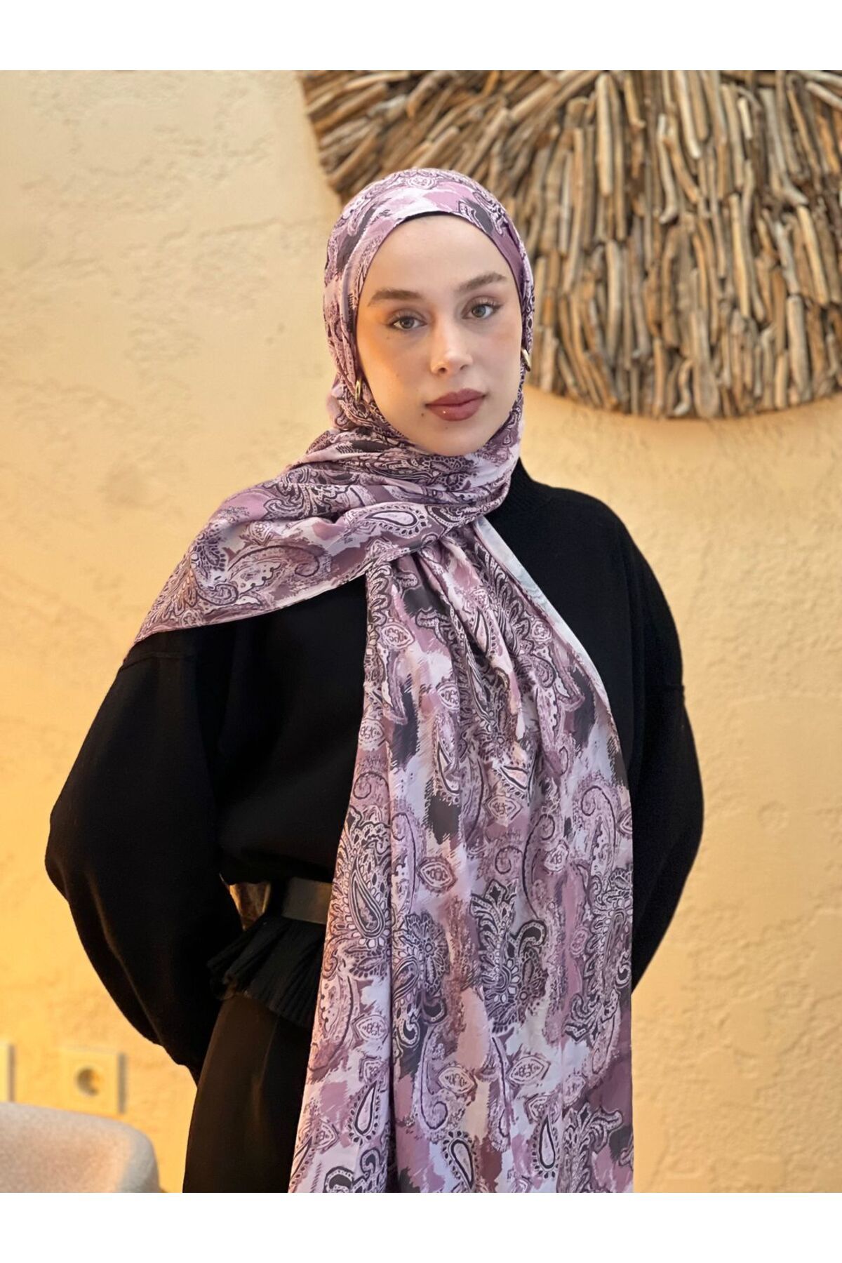 Modakaşmir-Abstract Ethnic Pattern Bamboo Shawl 3