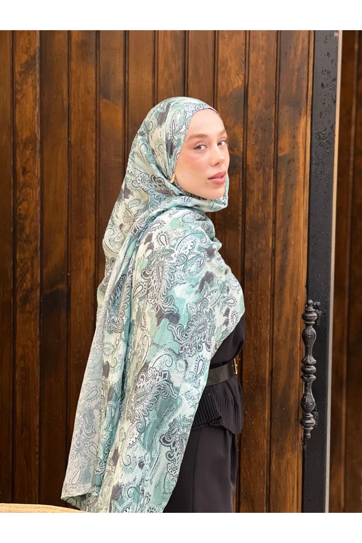Modakaşmir-Abstract Ethnic Pattern Bamboo Shawl 1